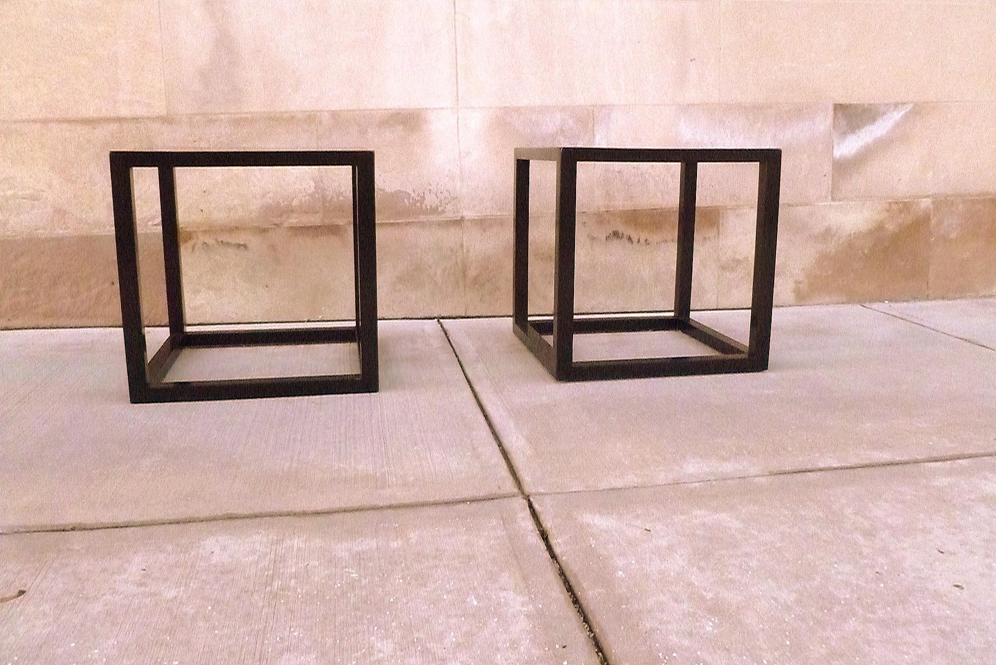 Polished Pair of Fine Black Lacquer End Tables For Sale