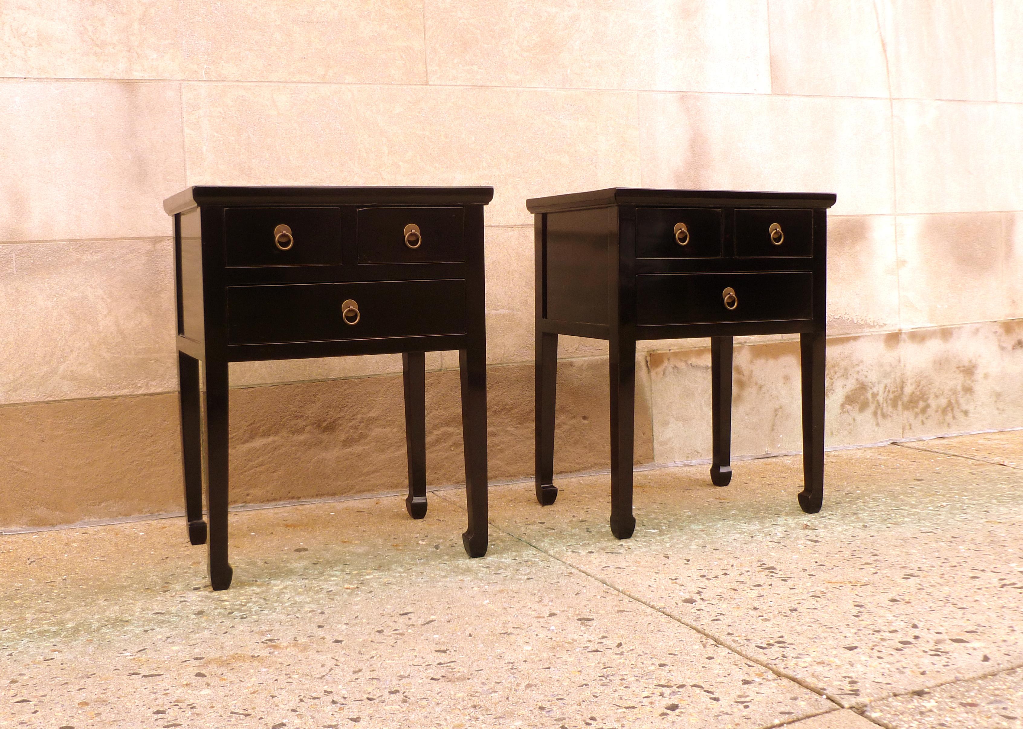 20th Century Pair of Fine Black Lacquer End Tables