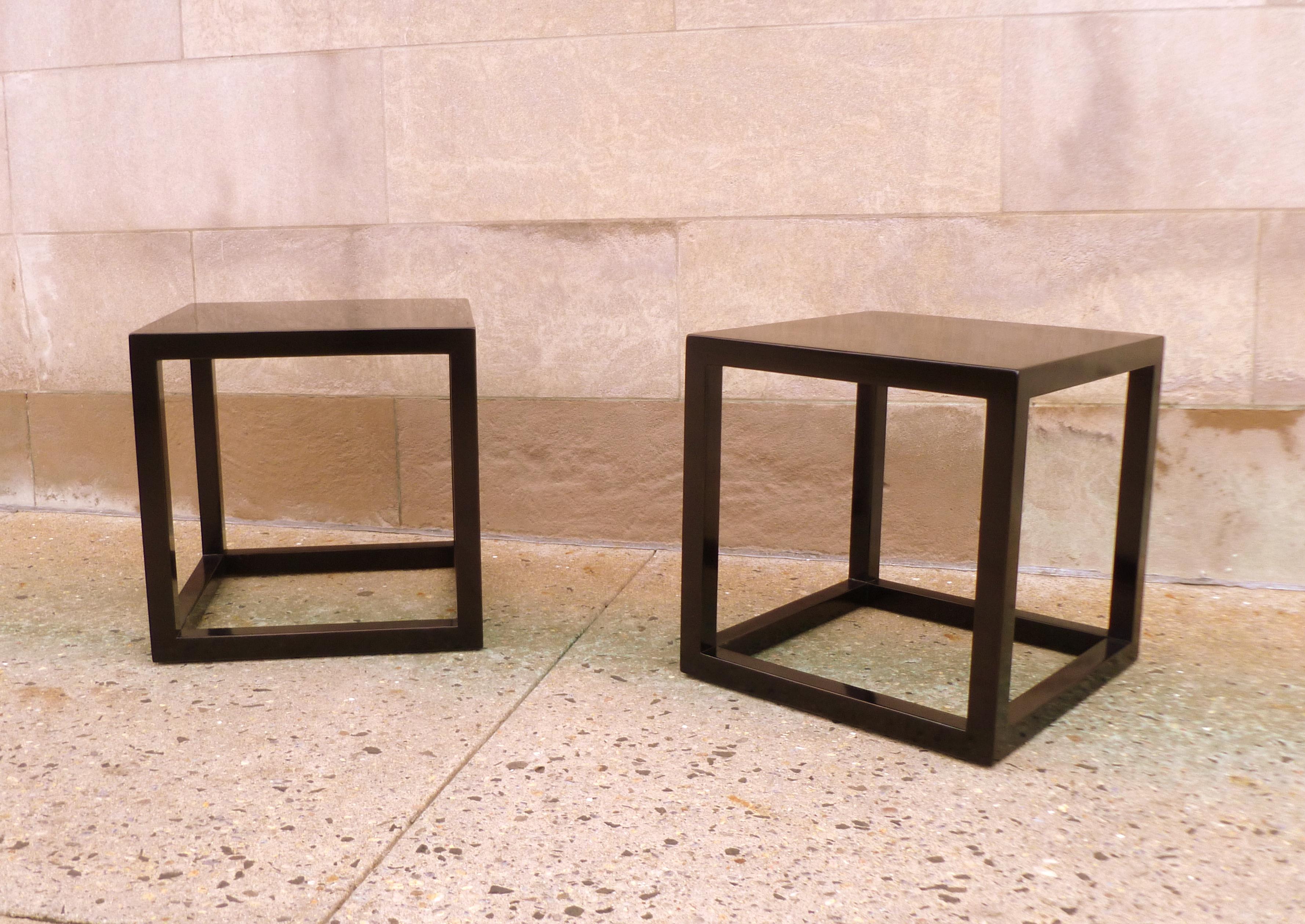 20th Century Pair of Fine Black Lacquer End Tables For Sale