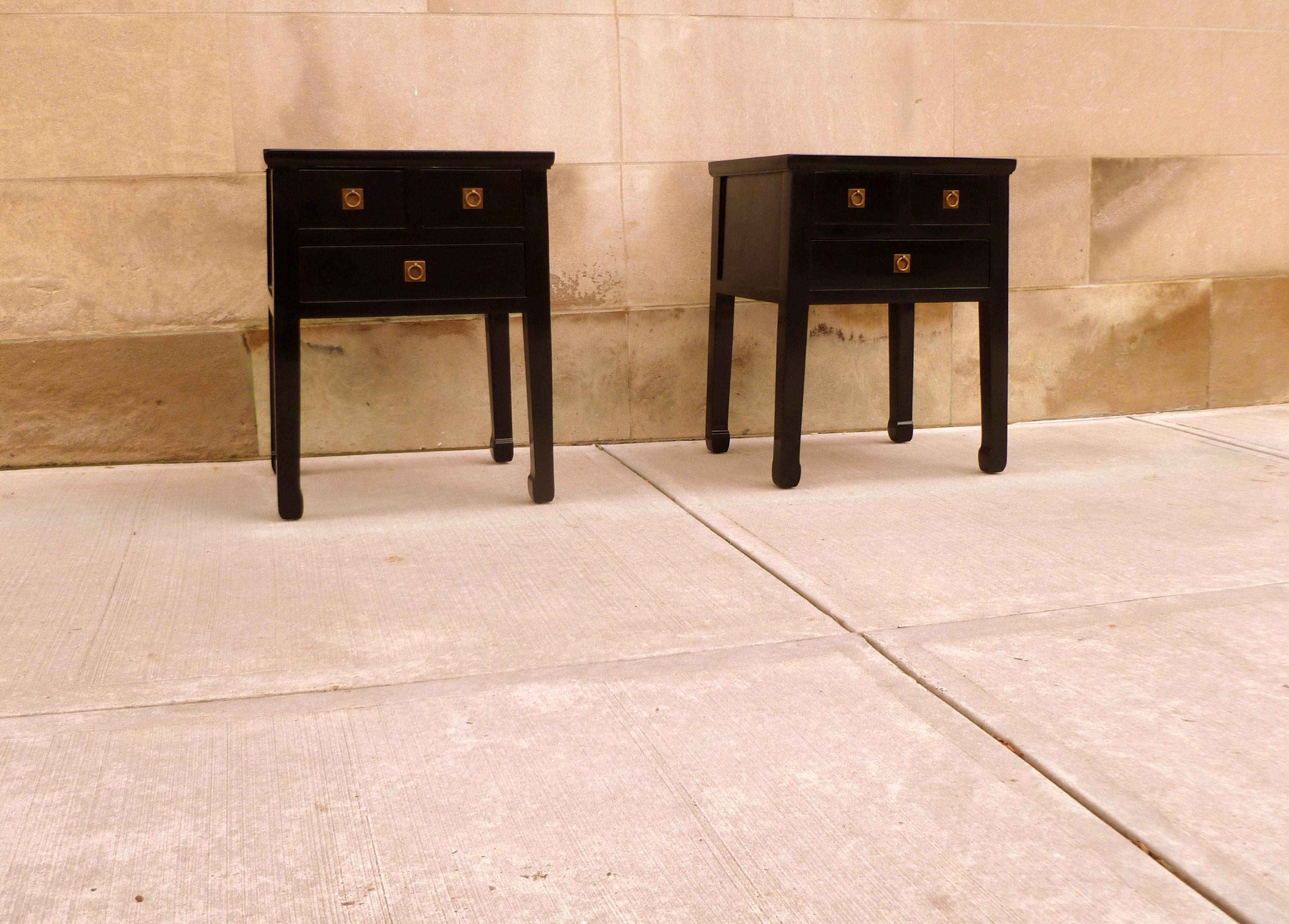 20th Century Pair of Fine Black Lacquer End Tables
