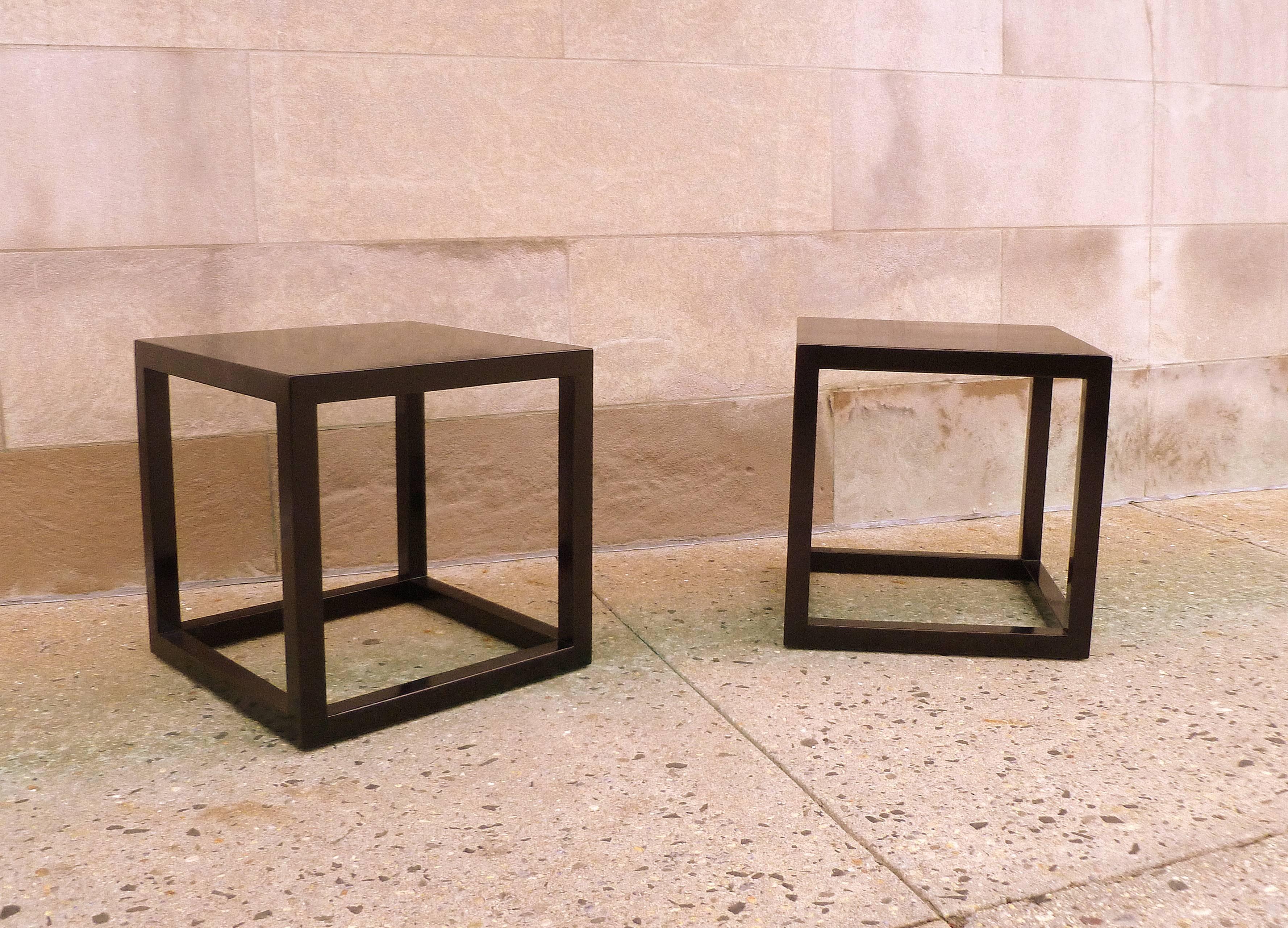 Pair of Fine Black Lacquer End Tables 1