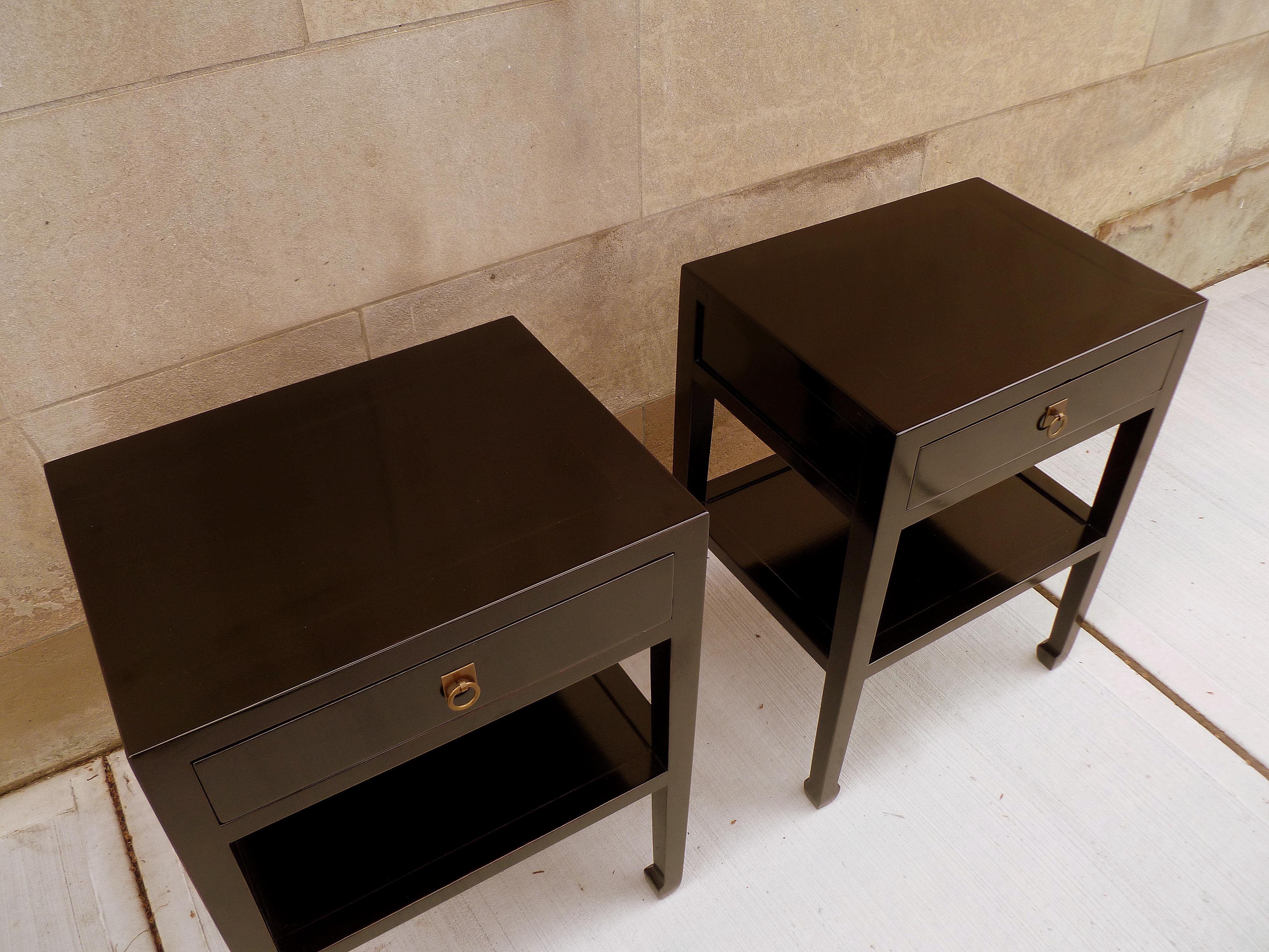 Pair of Fine Black Lacquer End Tables 1