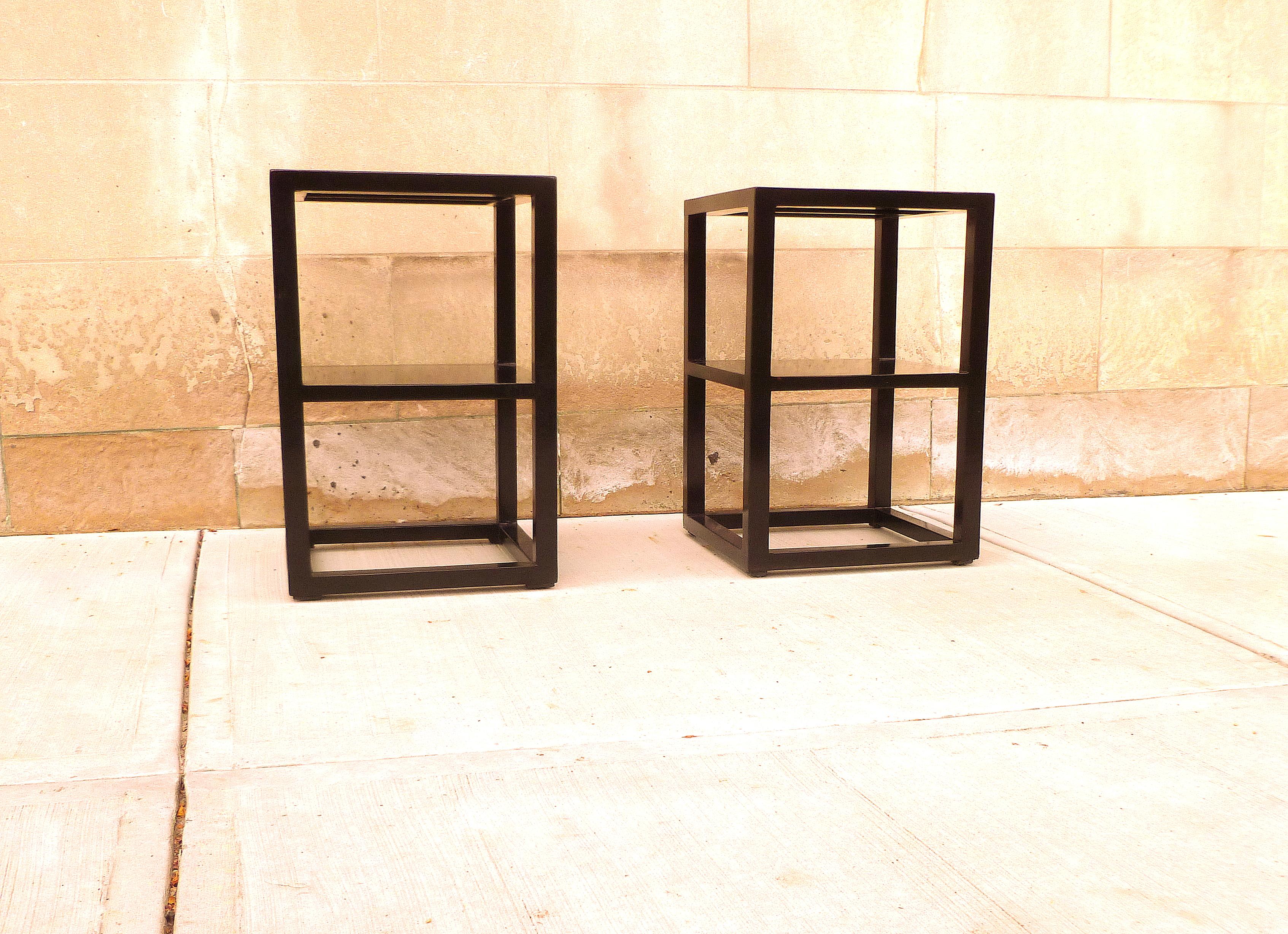 Pair of Fine Black Lacquer End Tables 1