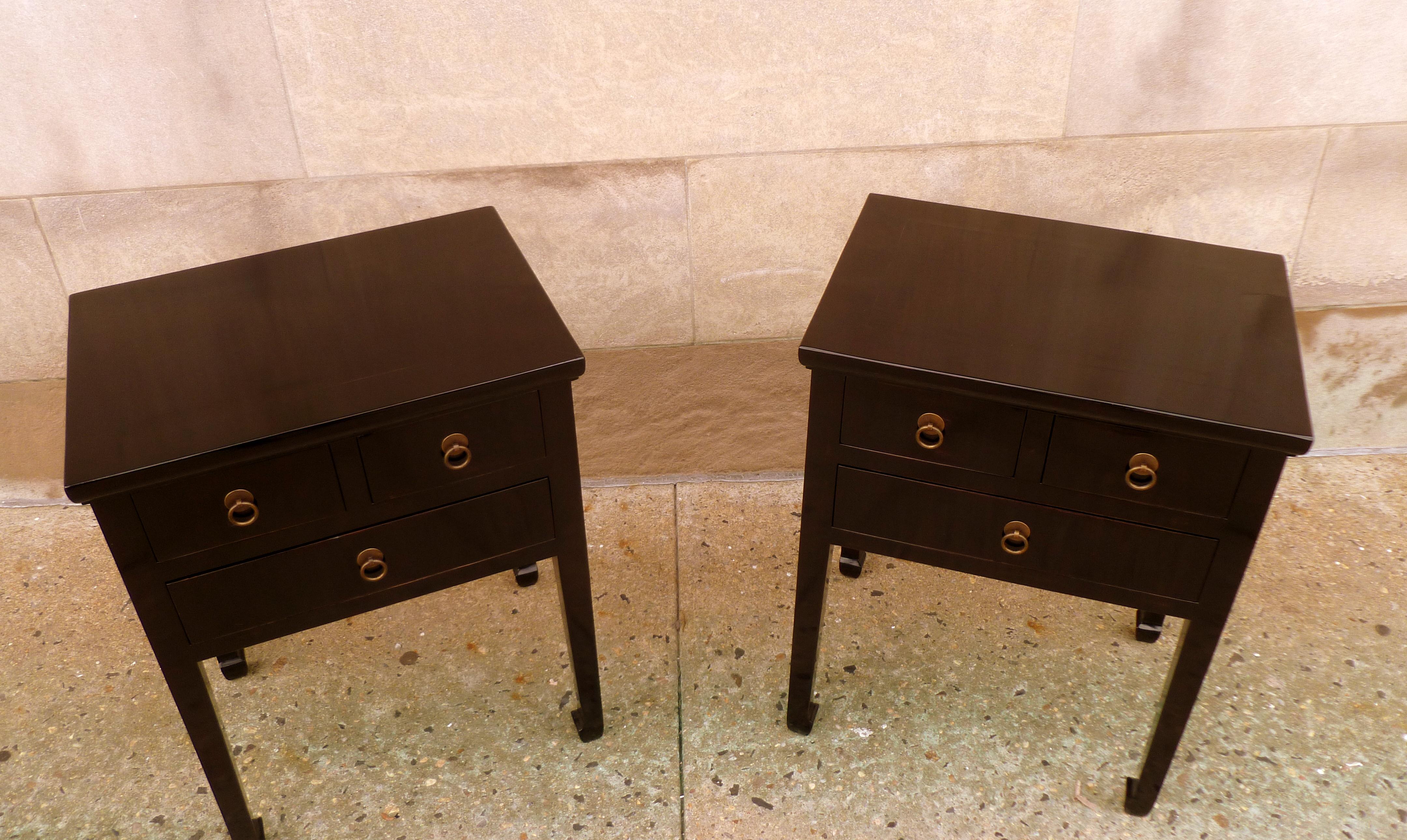 Pair of Fine Black Lacquer End Tables 1