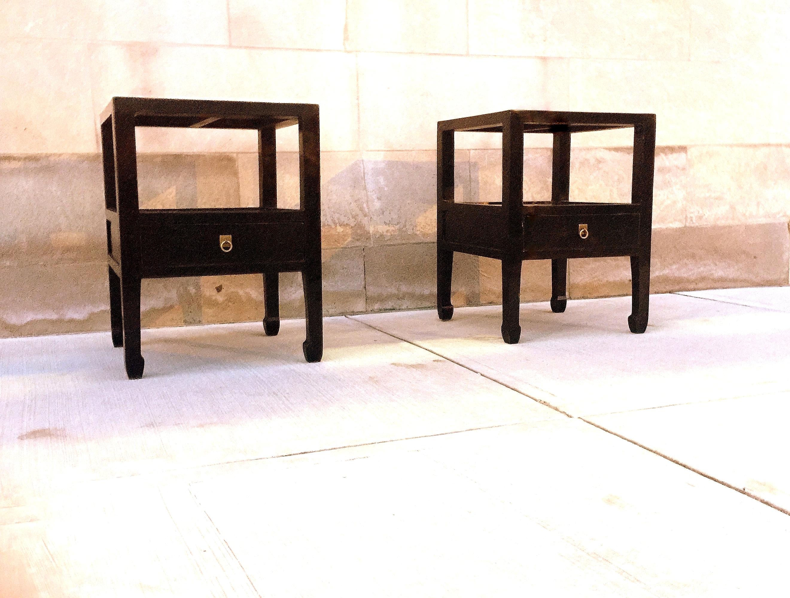 Pair of Fine Black Lacquer End Tables 1