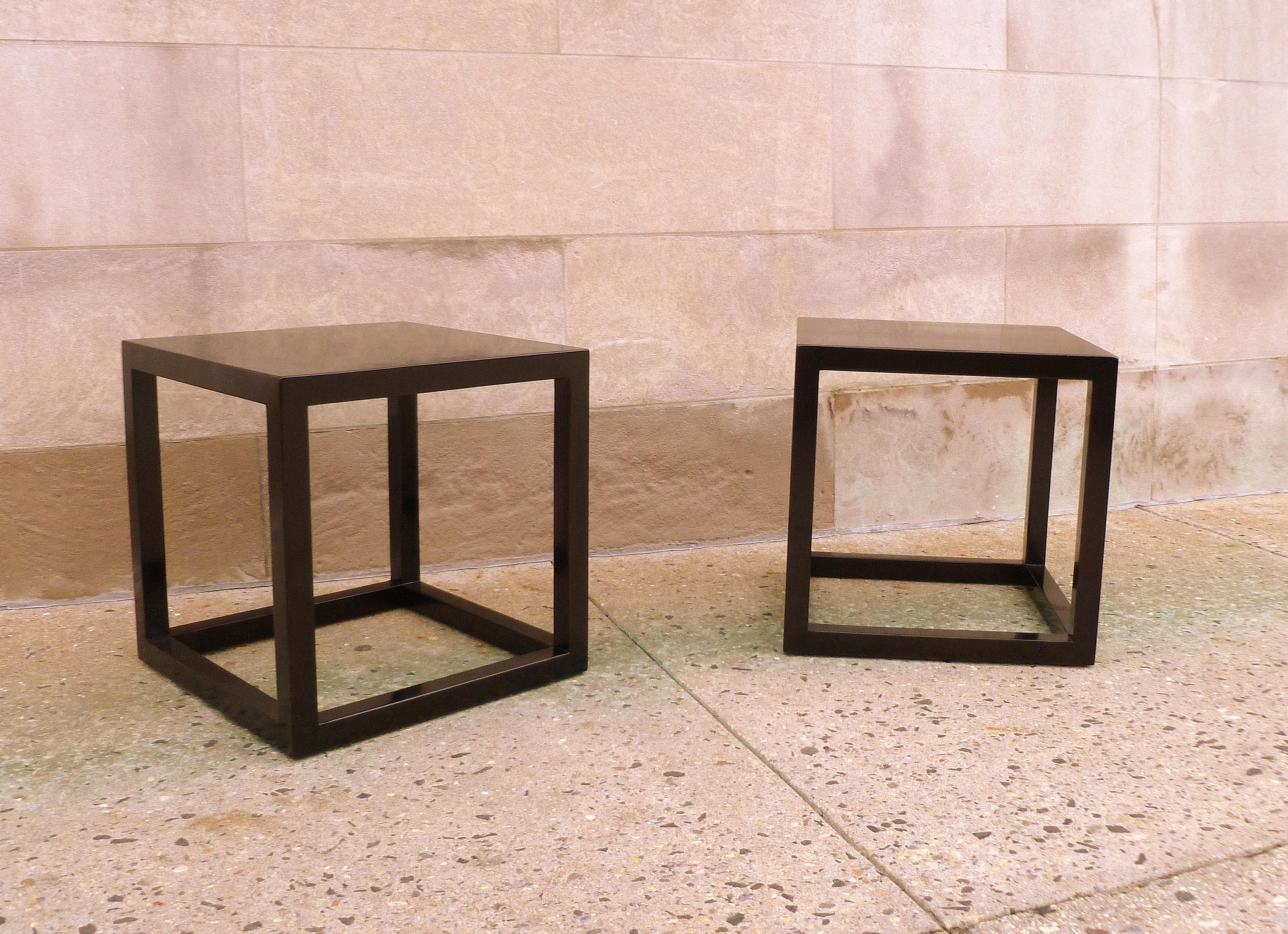 Pair of Fine Black Lacquer End Tables For Sale 1