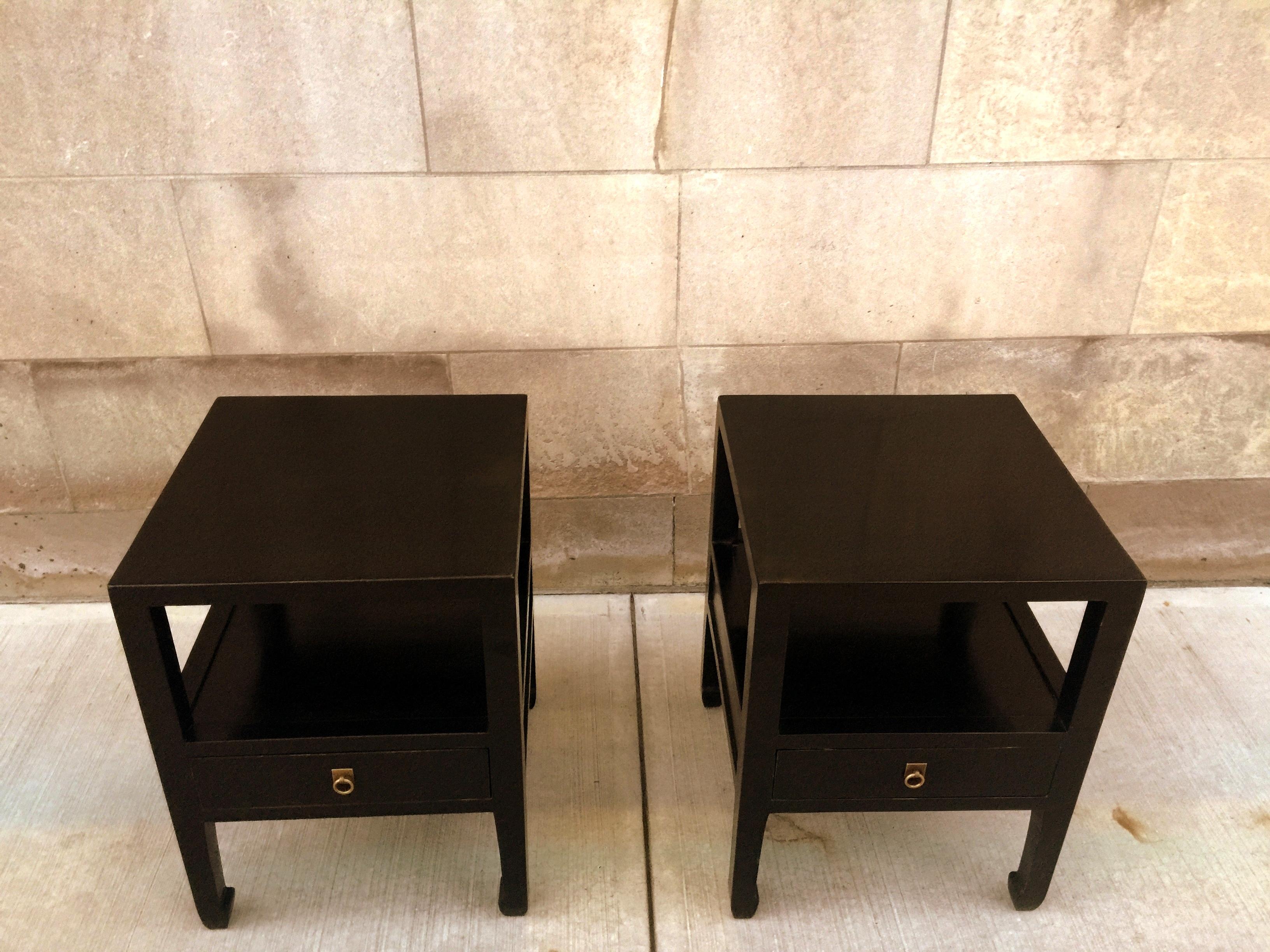 Pair of Fine Black Lacquer End Tables 2