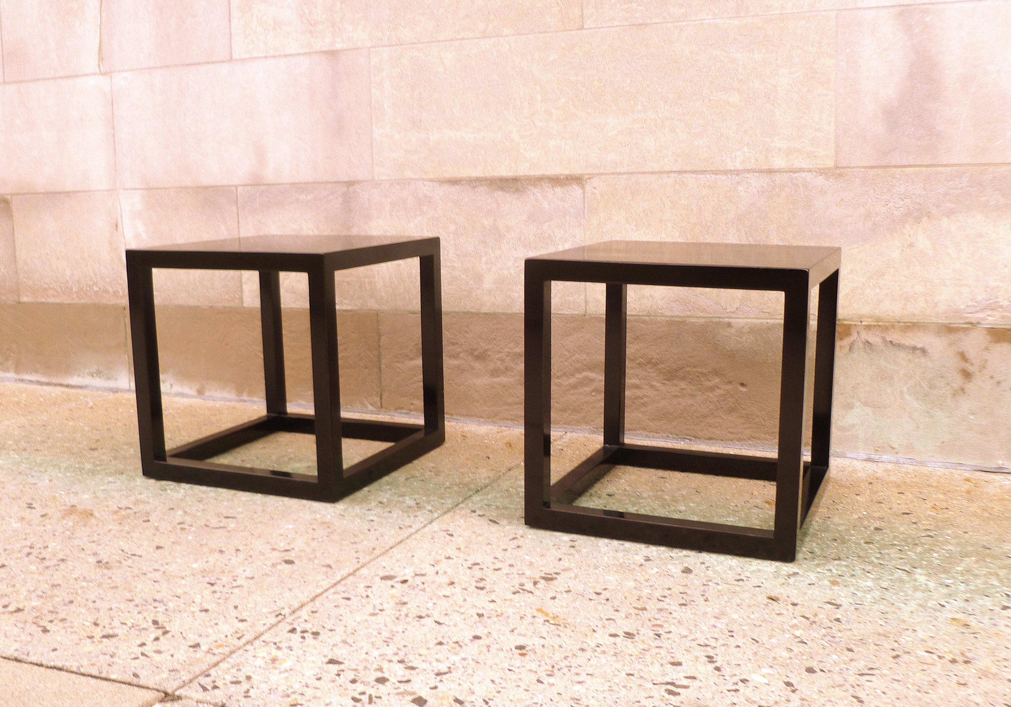 Pair of Fine Black Lacquer End Tables For Sale 2