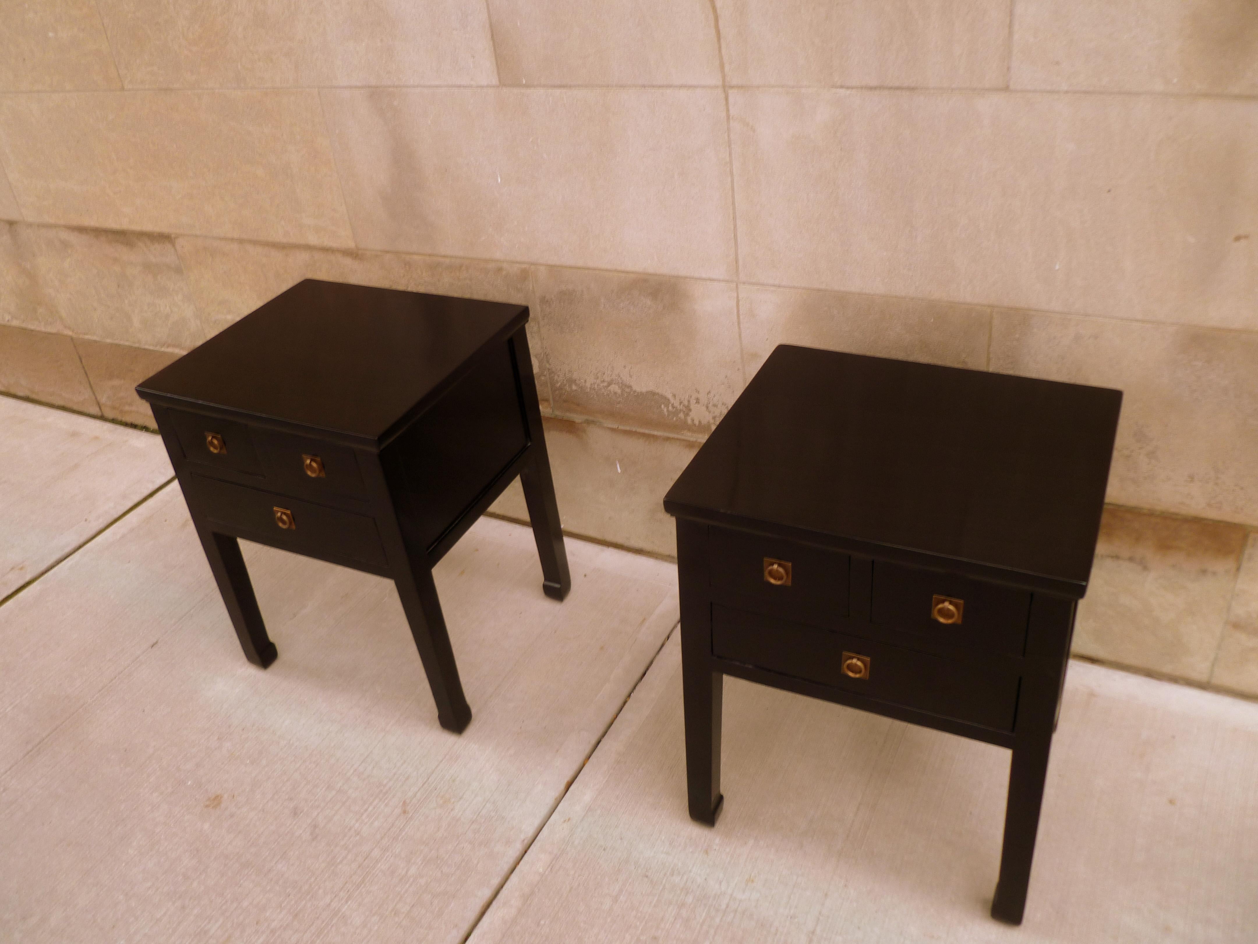 Pair of Fine Black Lacquer End Tables 2