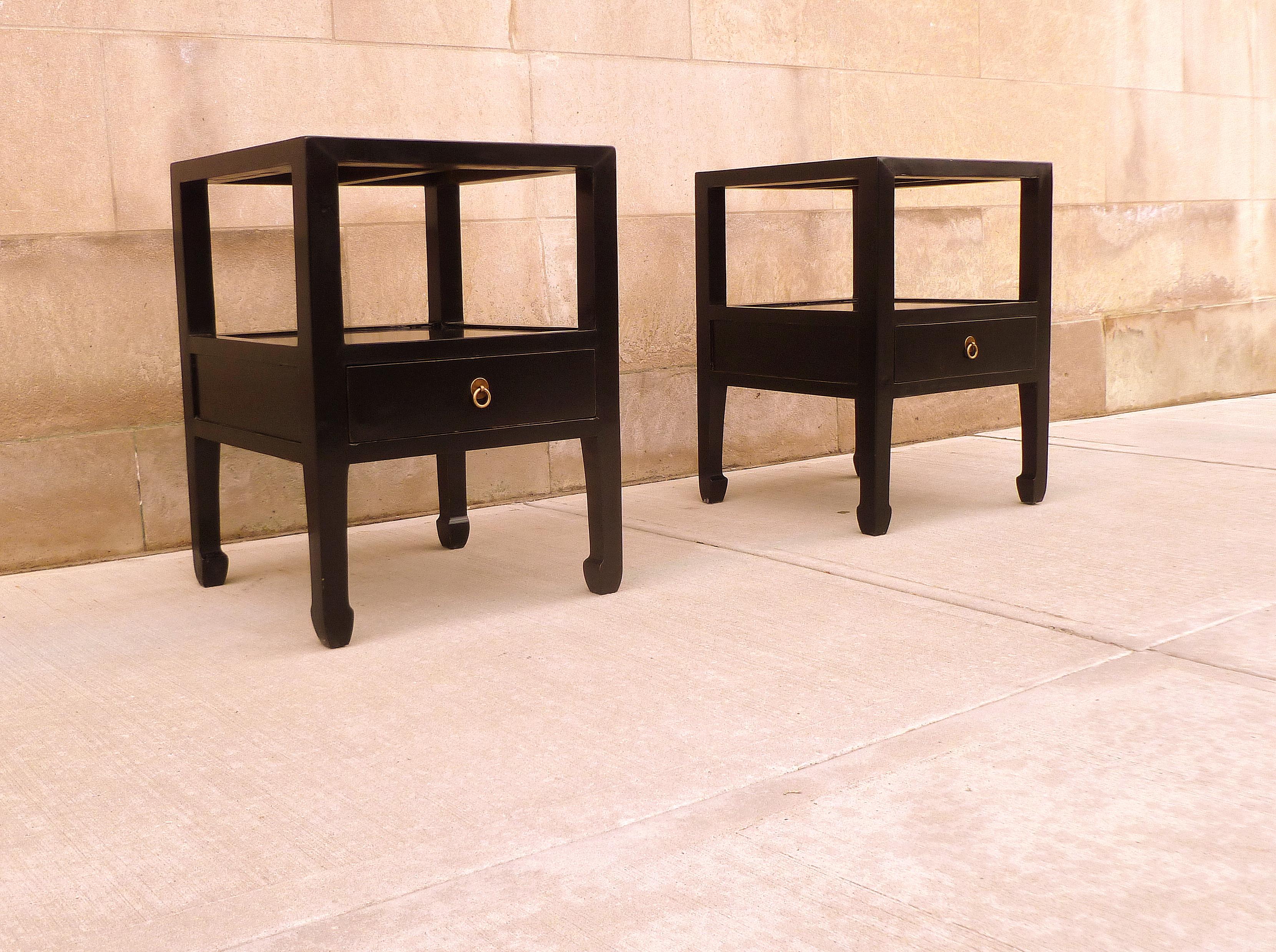 Pair of Fine Black Lacquer End Tables For Sale 2