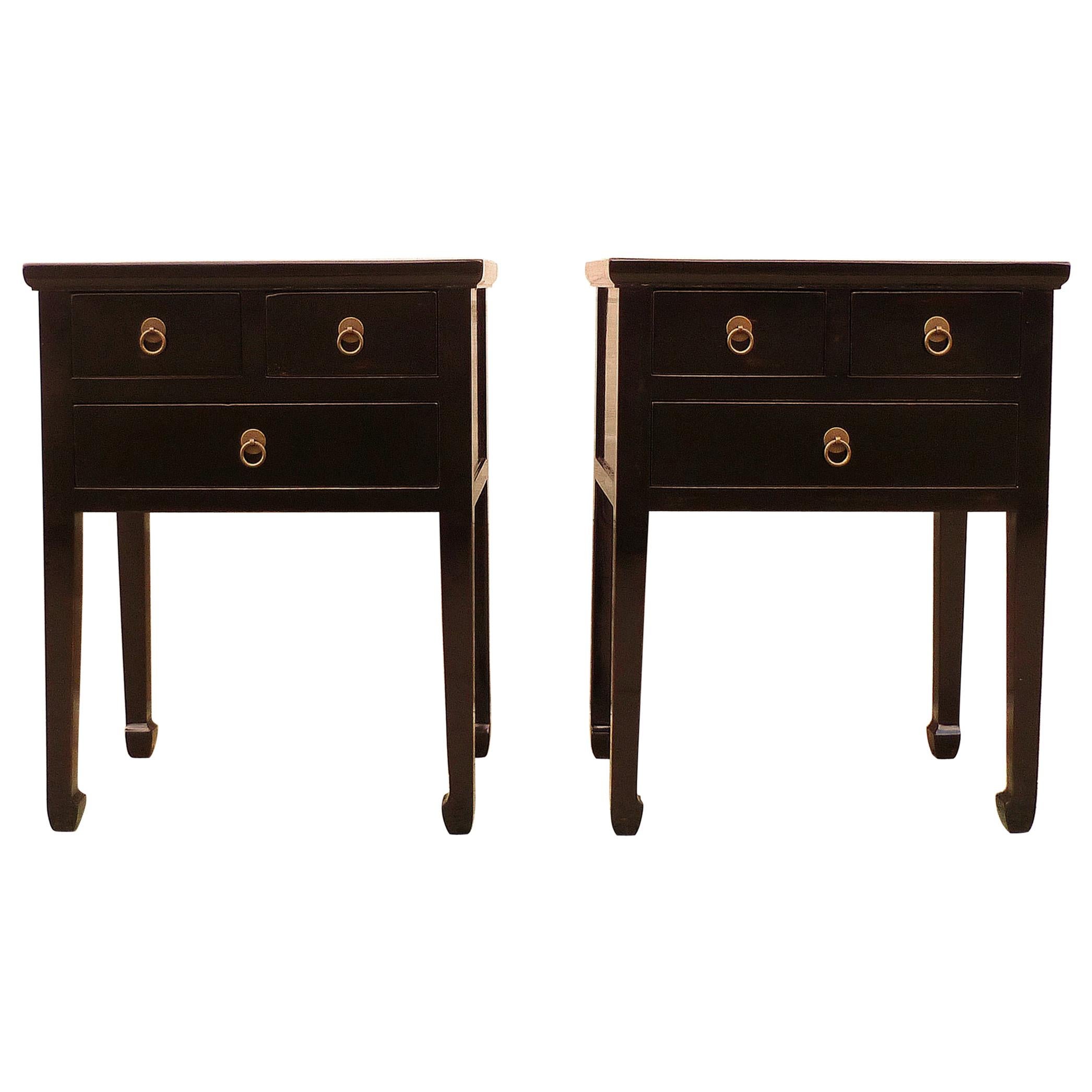 Pair of Fine Black Lacquer End Tables