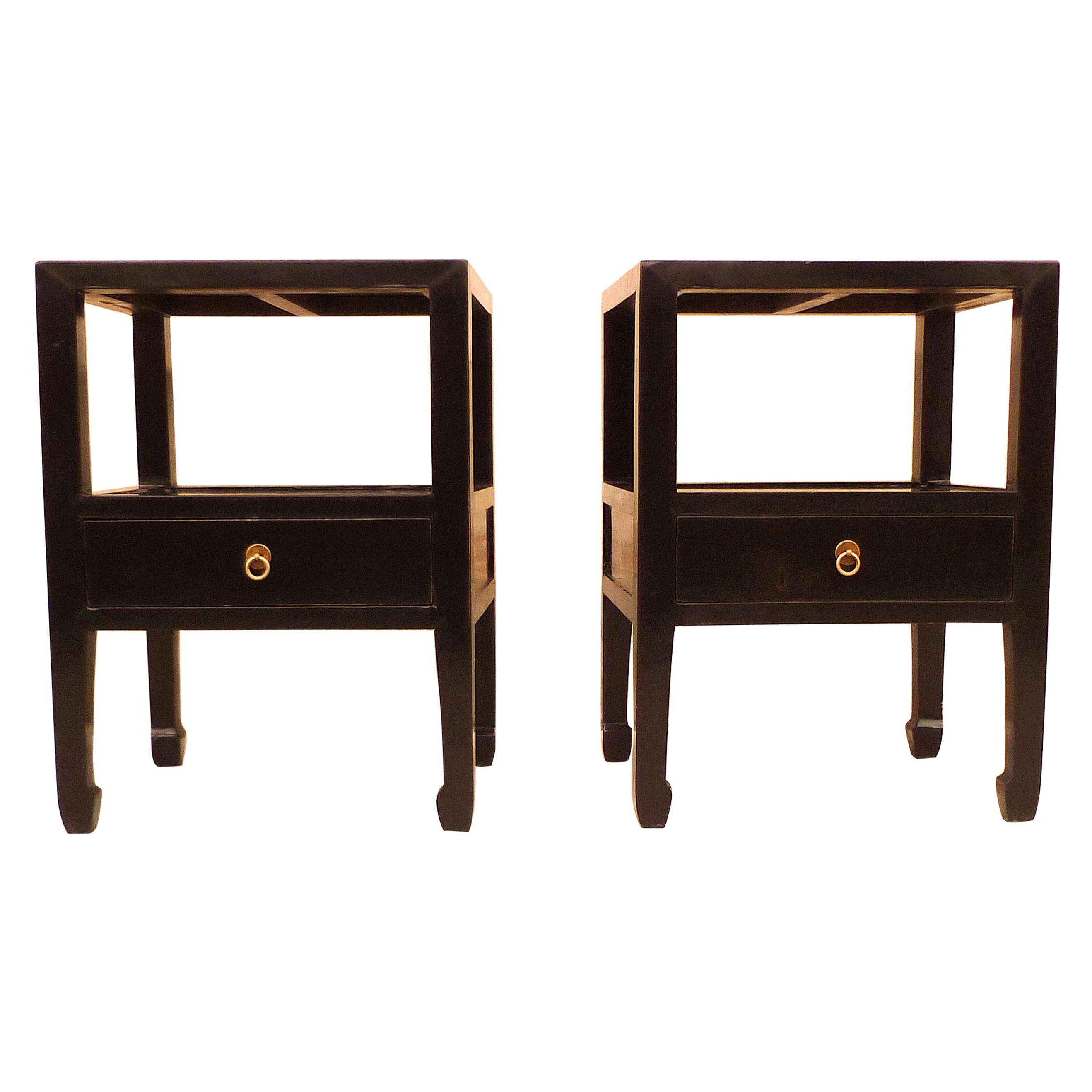 Pair of Fine Black Lacquer End Tables