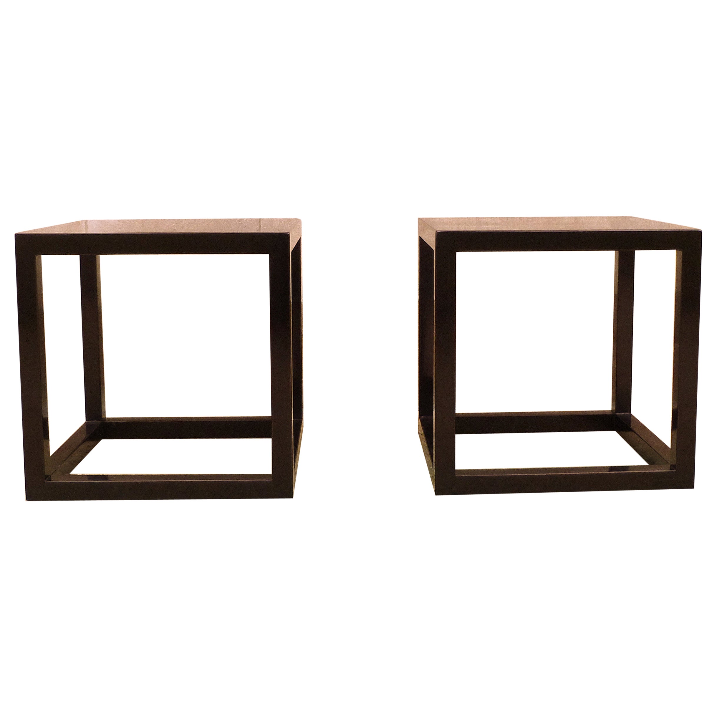 Pair of Fine Black Lacquer End Tables