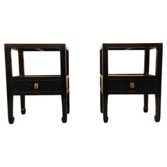 Pair of Fine Black Lacquer End Tables