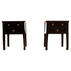 Vintage Pair of Fine Black Lacquer End Tables