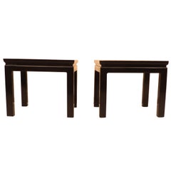 Pair of Fine Black Lacquer Square End Tables