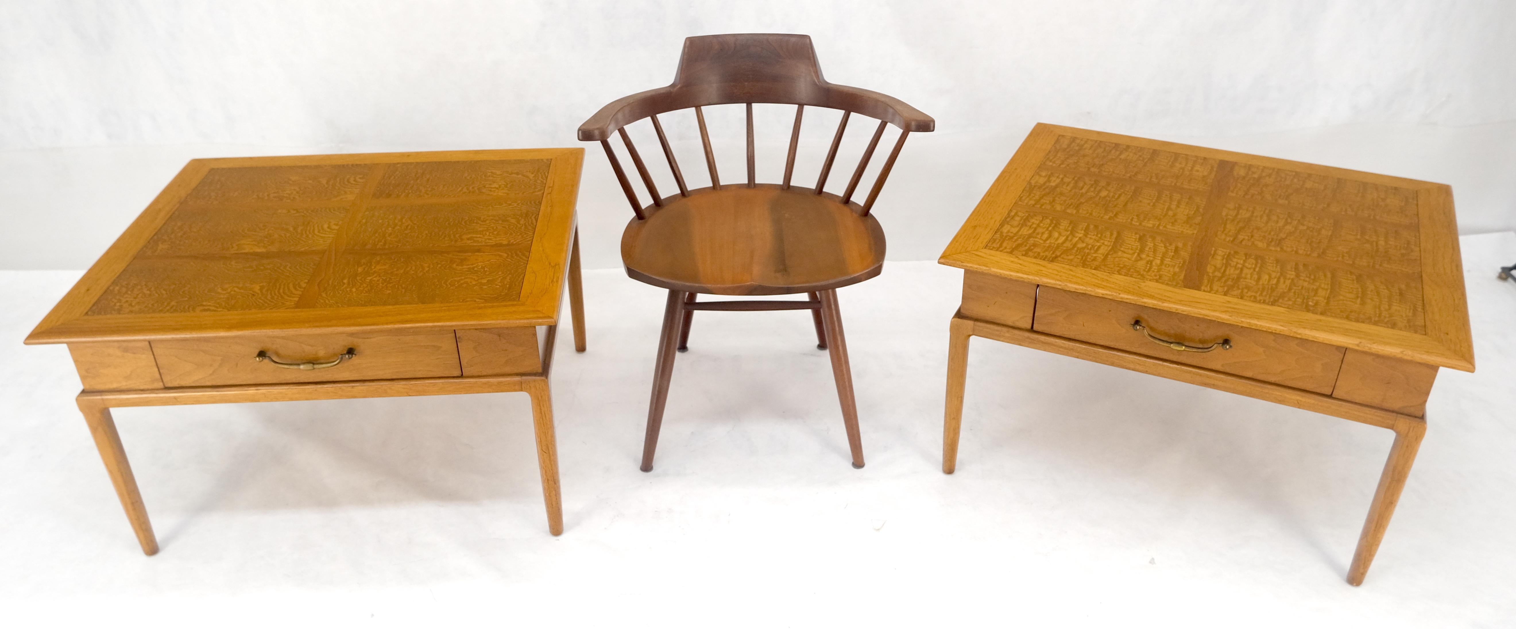 Paire de tables d'appoint carrées en érable tigré blond à un tiroir MINT en vente 7