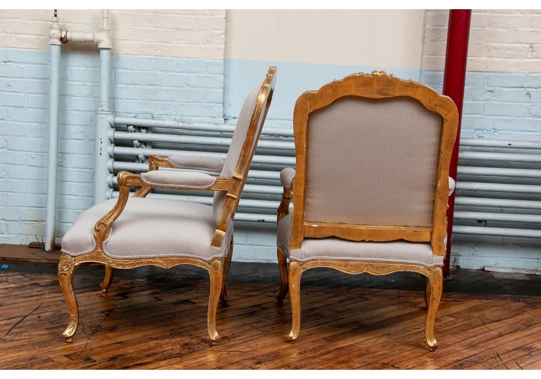 Pair of Fine Carved and Gilt Oversized Fauteuils 1