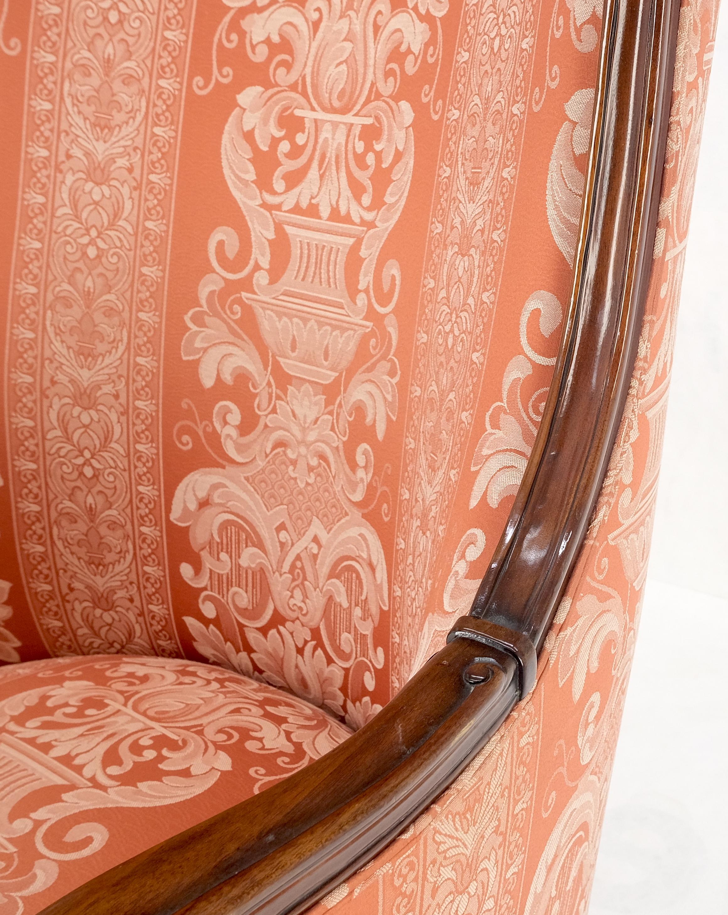 Pair of Fine Carved Mahogany Cream Silk Like Upholstery Regency Fire Side Chairs 5