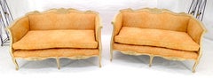 Pair of Fine Carved Rococo French Loveseats Sofas w/ Down Filled Cushion Clean!