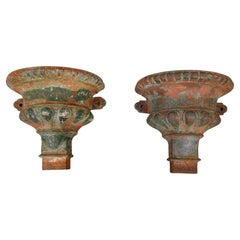 Pair of Fine Cast Iron Wall Mounted Garden Planters