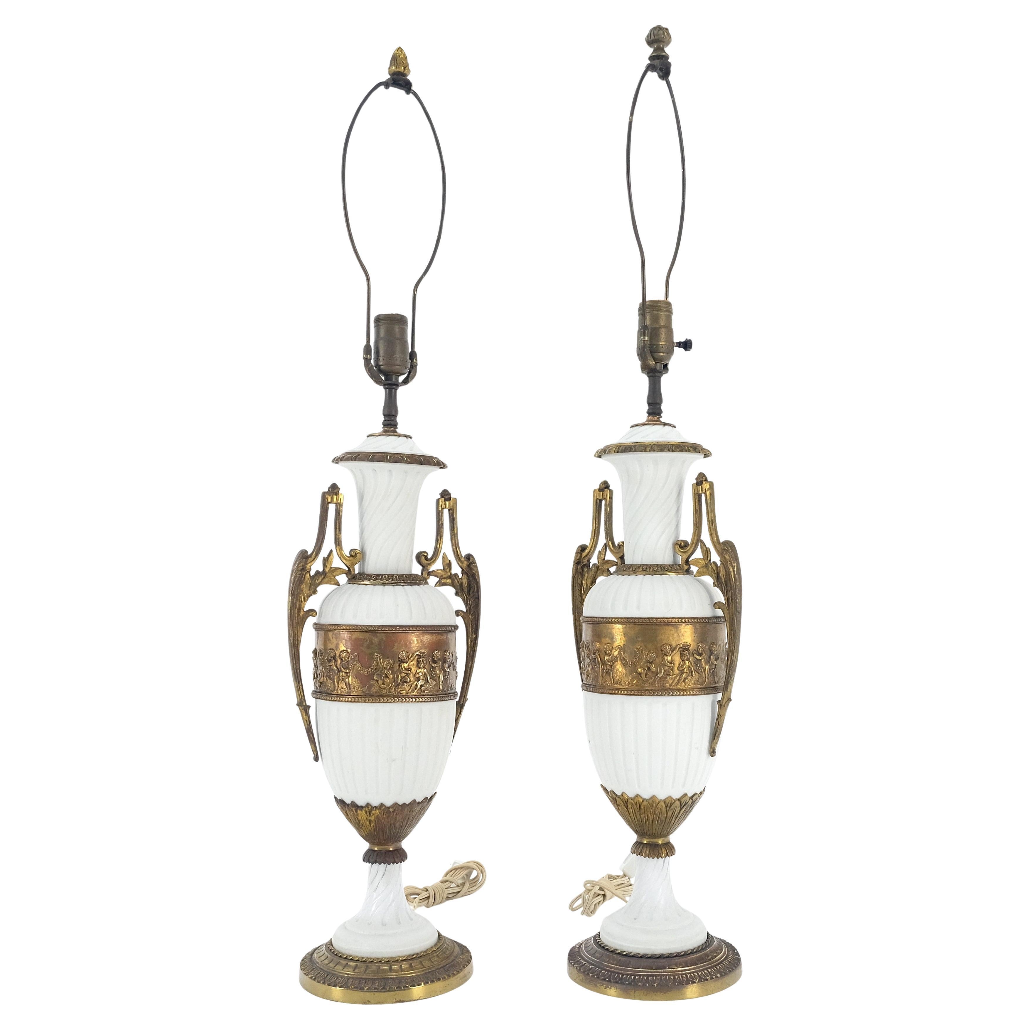 Pair of Fine Ceramic 
Ormolu Cup Vase Shape Table Lamp c1940s MINT For Sale