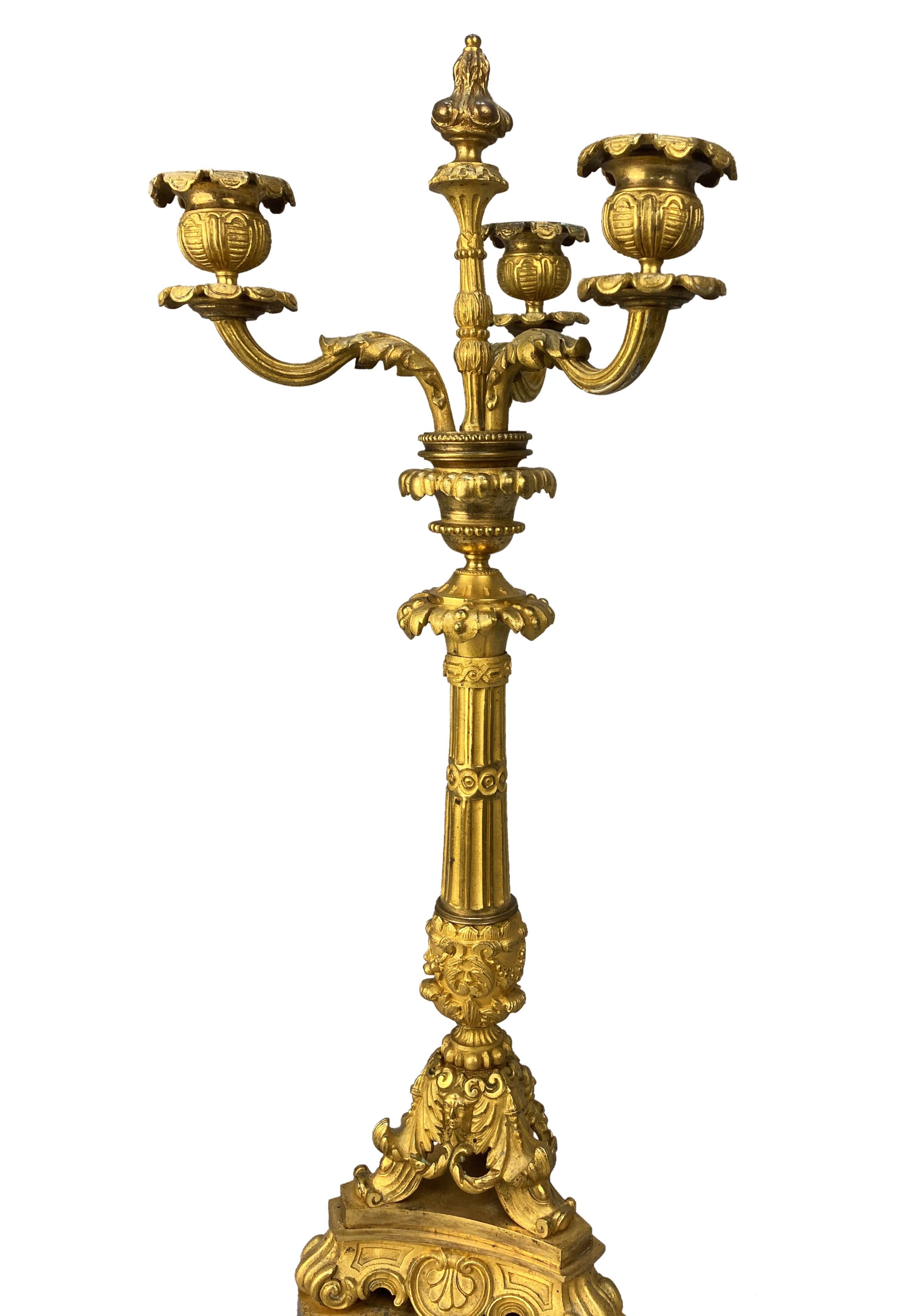 Mid-19th Century Pair Of Fine Charles X Ormolu Candelabra For Sale