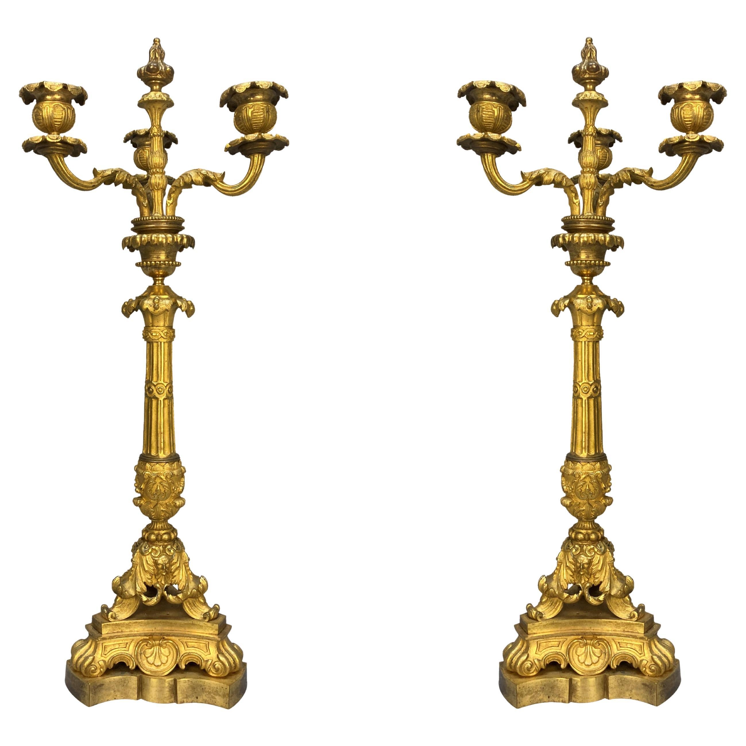 Pair Of Fine Charles X Ormolu Candelabra For Sale