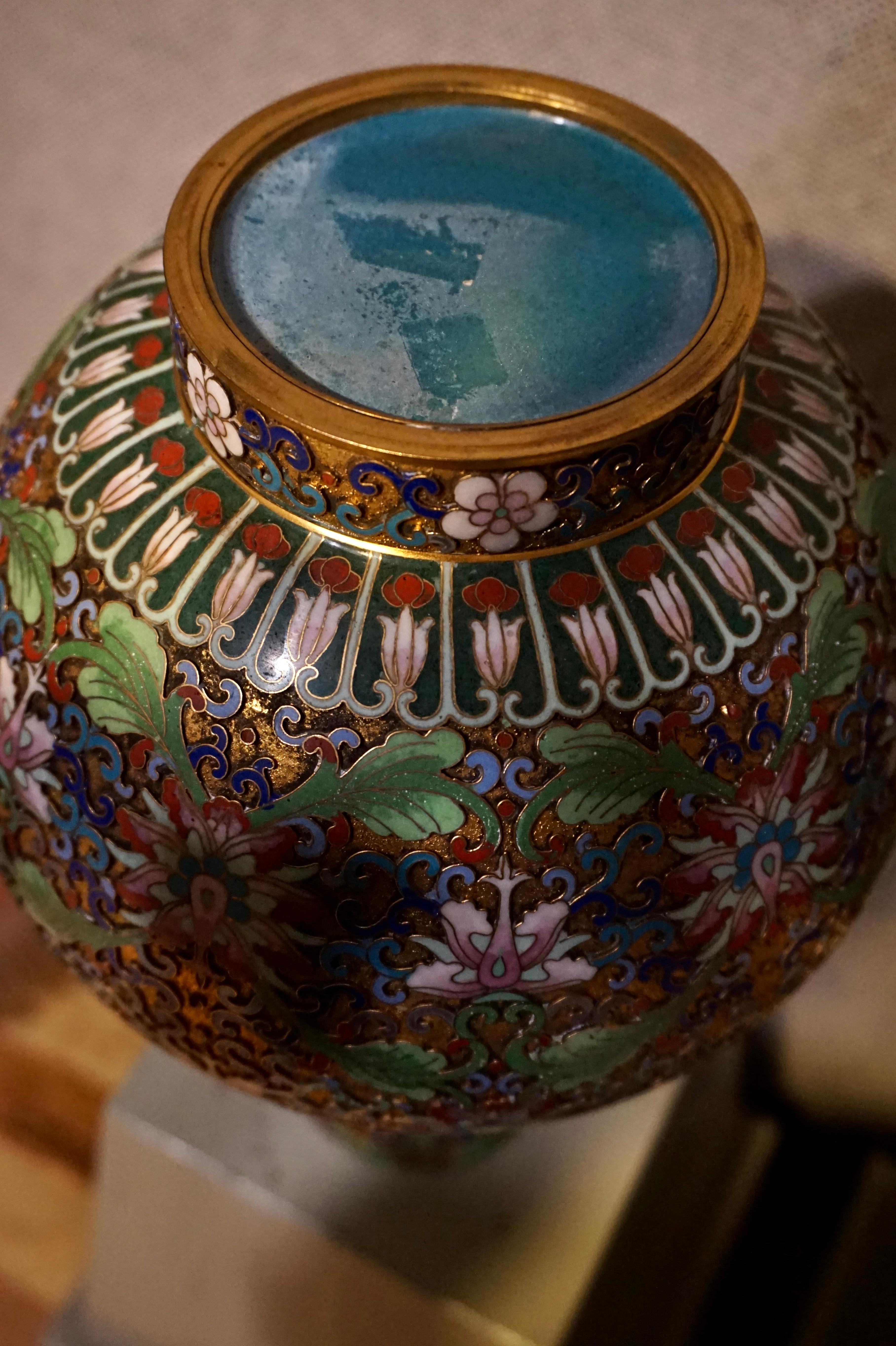 Pair of Fine Chinese Cloisonne Gooseneck Vases 8