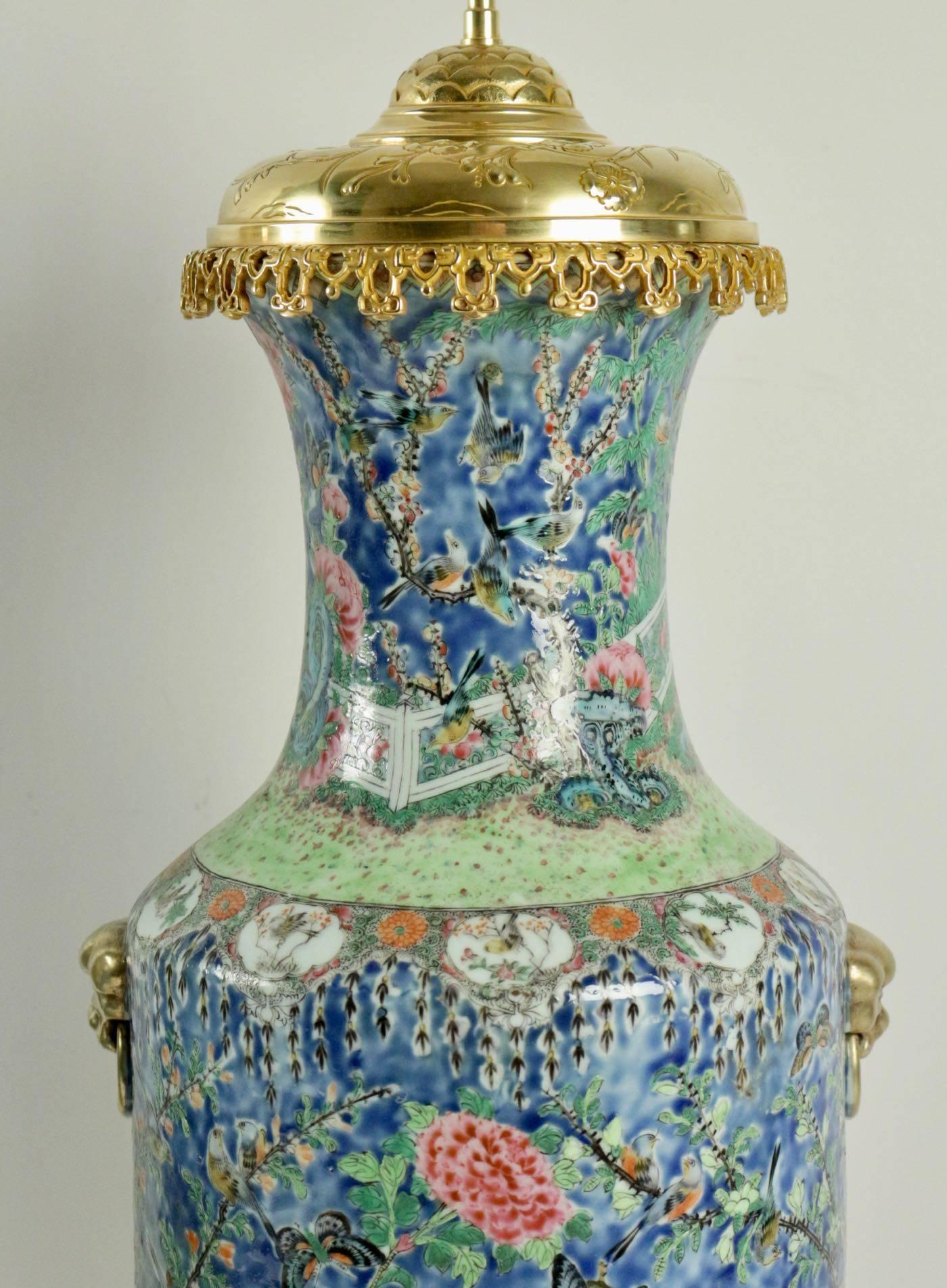 Pair of Fine Chinese Famille Rose Mounted Vases, China, circa 1850 In Excellent Condition For Sale In Paris, FR