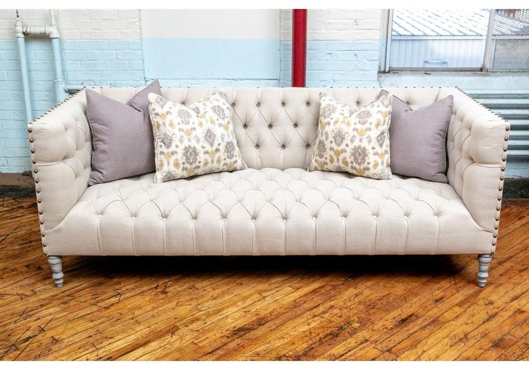 Pair Of Fine Contemporary ButtonTufted Sofas For Sale at 1stDibs