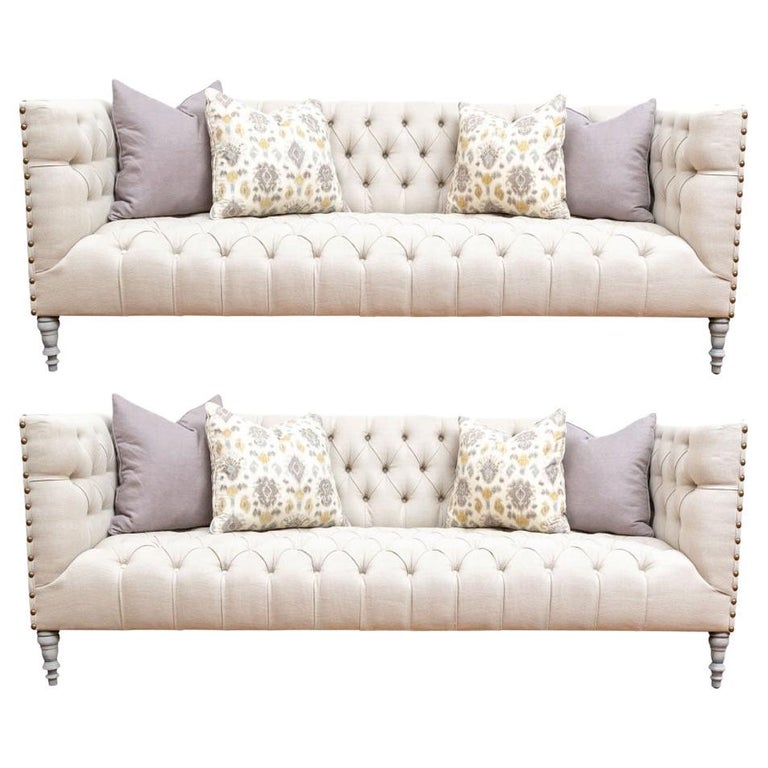 Pair Of Fine Contemporary Button-Tufted Sofas For Sale at 1stDibs