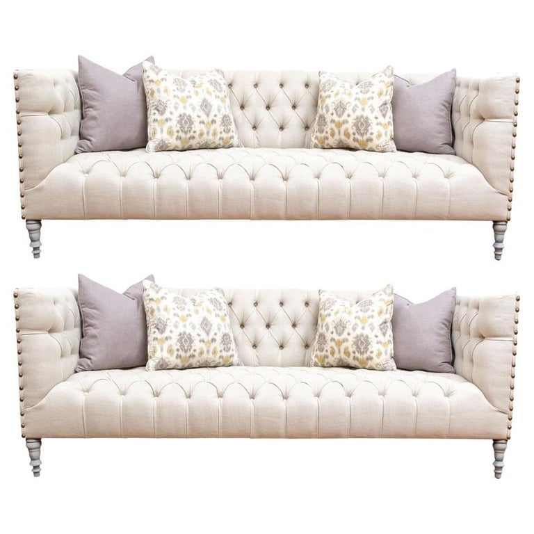 Pair Of Fine Contemporary ButtonTufted Sofas For Sale at 1stDibs