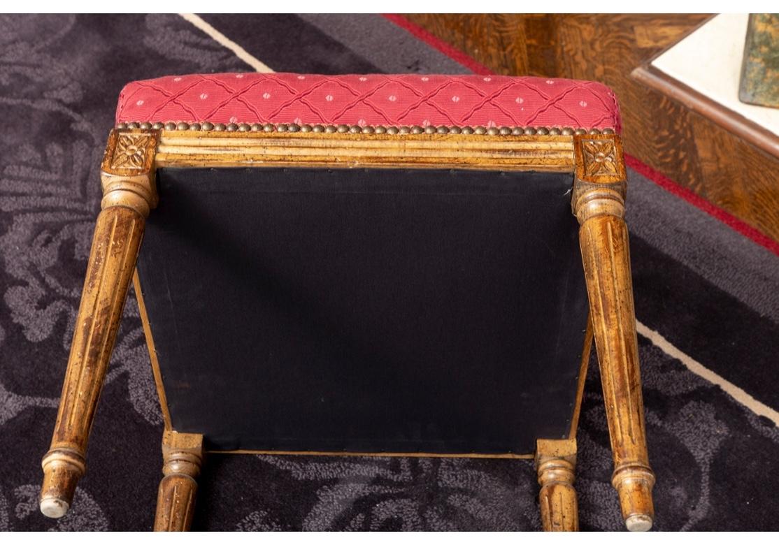 Louis XVI Pair of Fine Custom French Style Upholstered Foot Stools