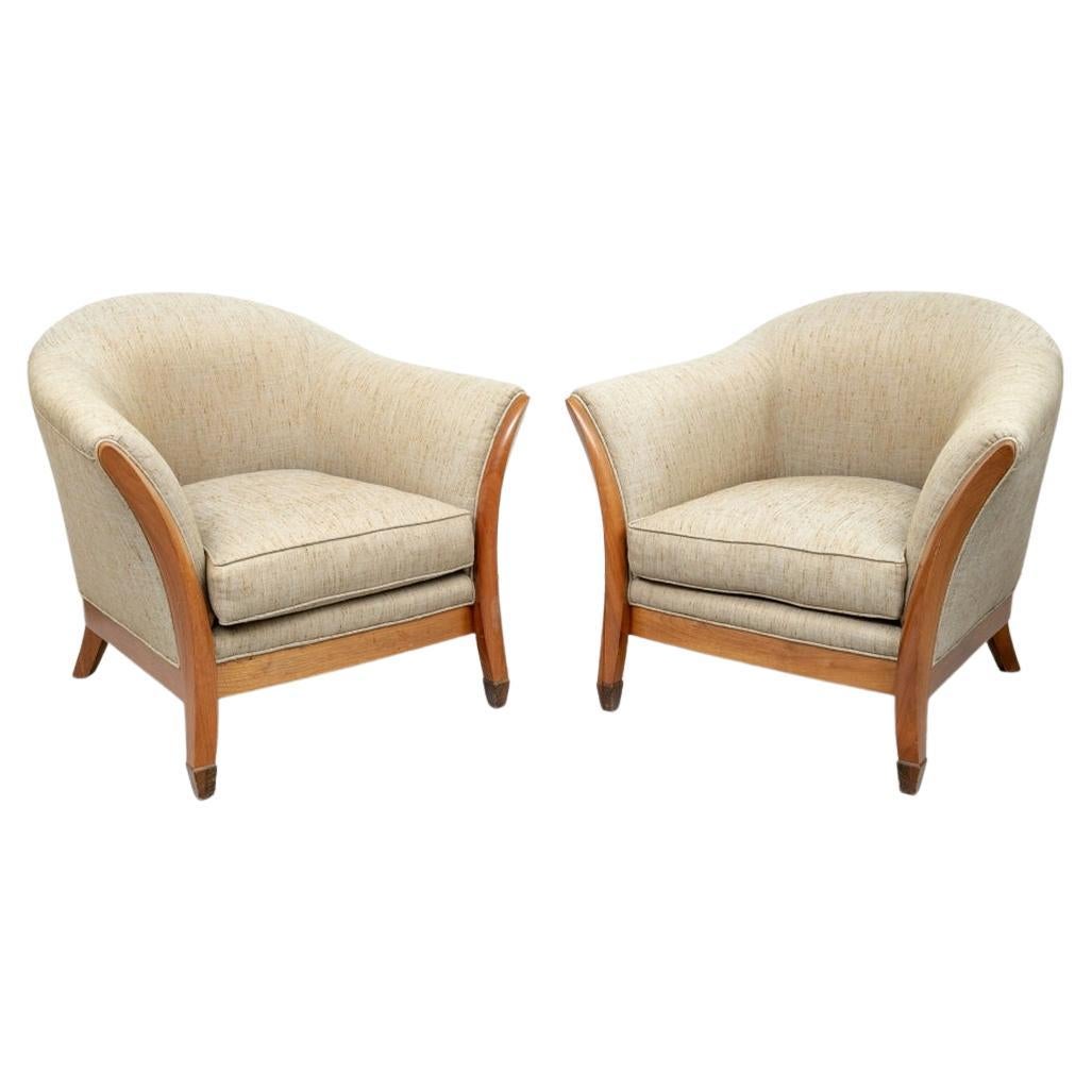 Pair of Fine Custom Post Modern Design Club Chairs For Sale