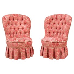 Vintage Pair of Fine Custom Upholstered Fireside Chairs