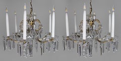 Pair of Fine Cut Crystal 6 Light Chandeliers