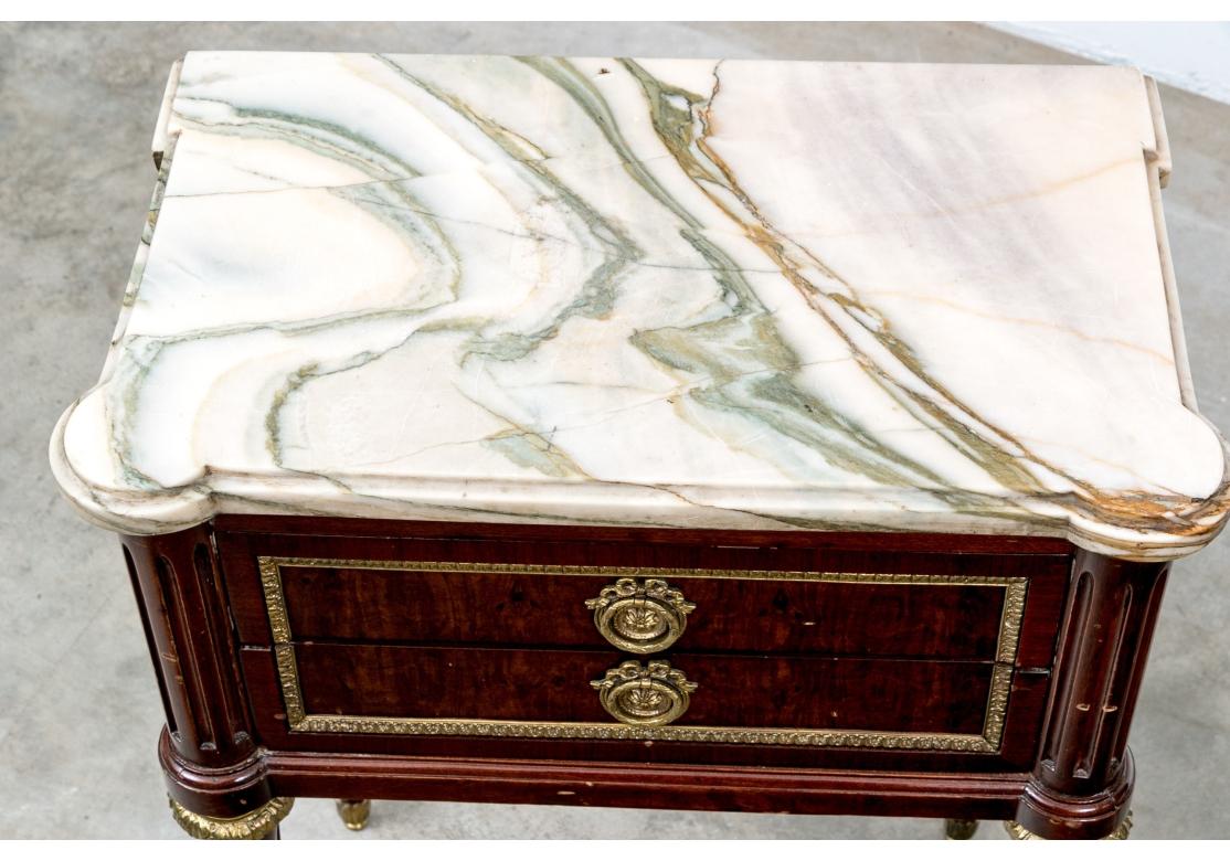 Paire de beaux  Stand de style Directoire en acajou avec dessus en marbre en vente 4