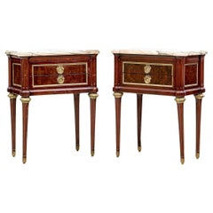 Pair Of Fine  Directoire Style Mahogany Marble Top Stands