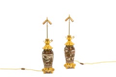 Pair of Fine Earthenware Lamps from Satsuma, circa 1880