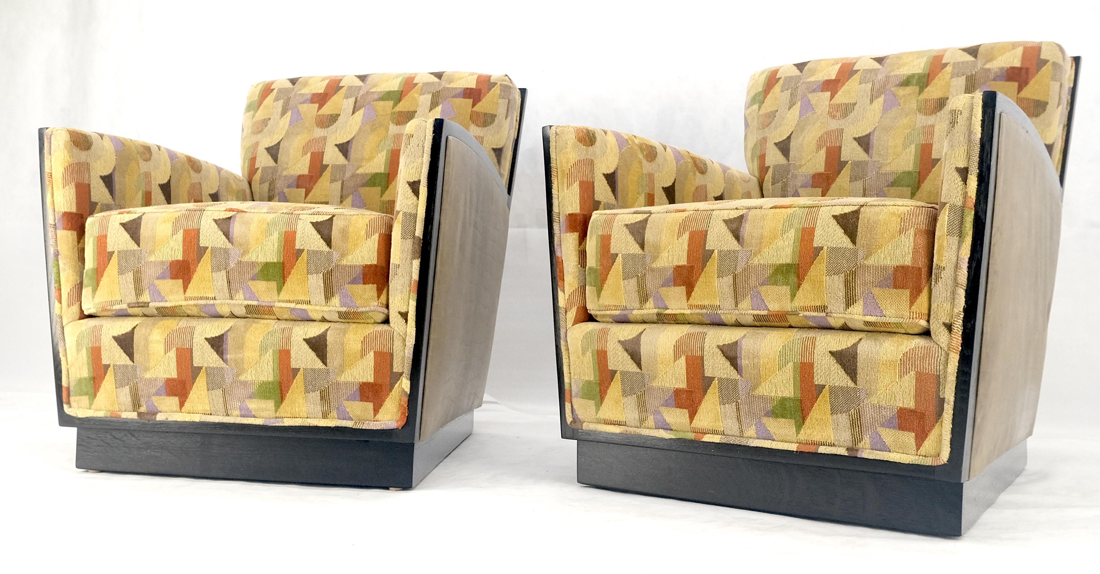 Paar feine französische Art-Déco-Loungesessel aus ebonisierter Eiche von Dominique Redone MINT im Angebot 5