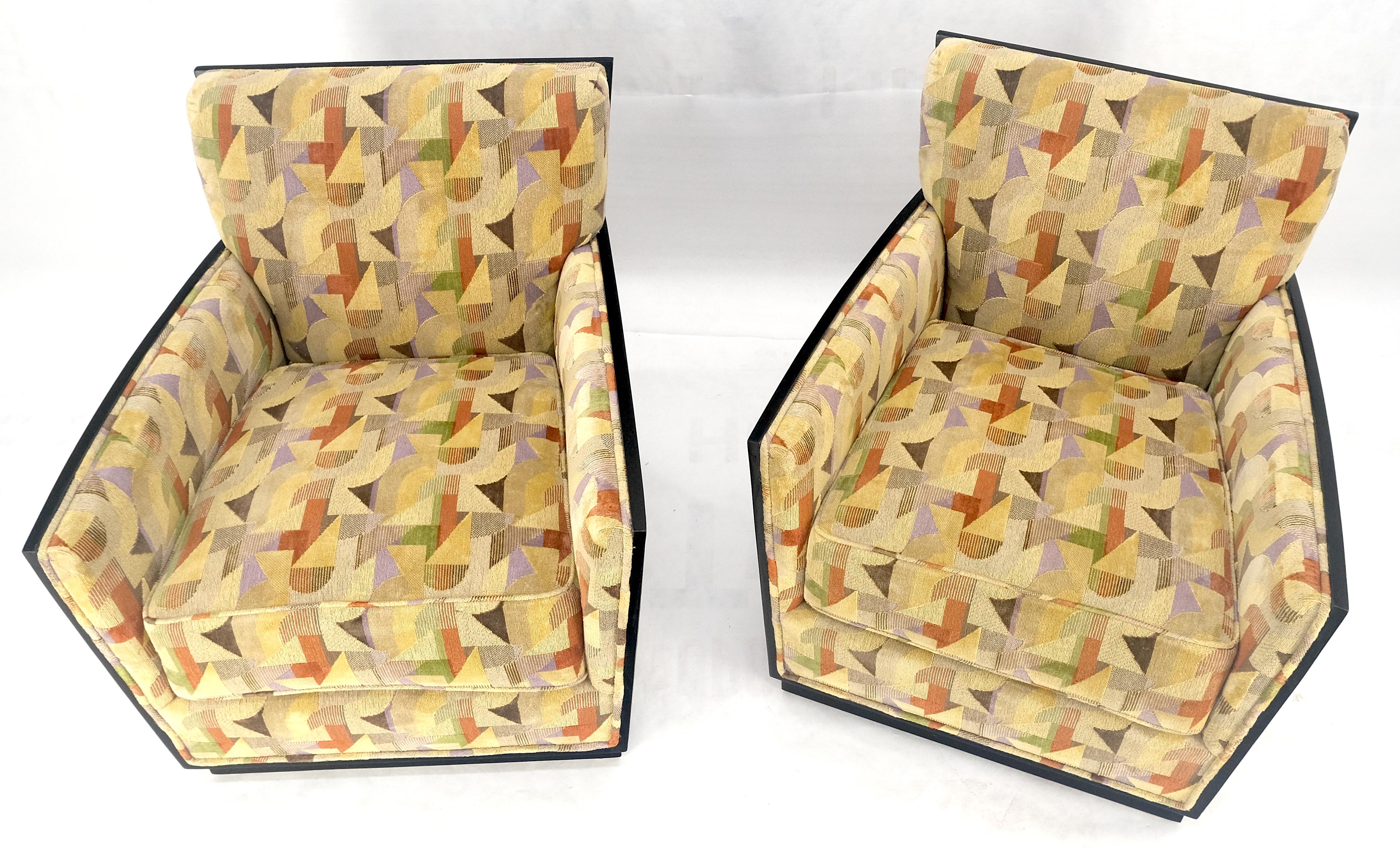 Paar feine französische Art-Déco-Loungesessel aus ebonisierter Eiche von Dominique Redone MINT im Angebot 6