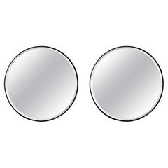 Paar feinkantige runde Art Deco Mirrors aus den 1930er Jahren