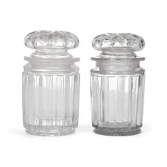 Pair of Fine English Glass Jars with Fitted Stoppers