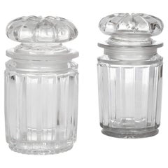 Vintage Pair of Fine English Glass Jars with Fitted Stoppers