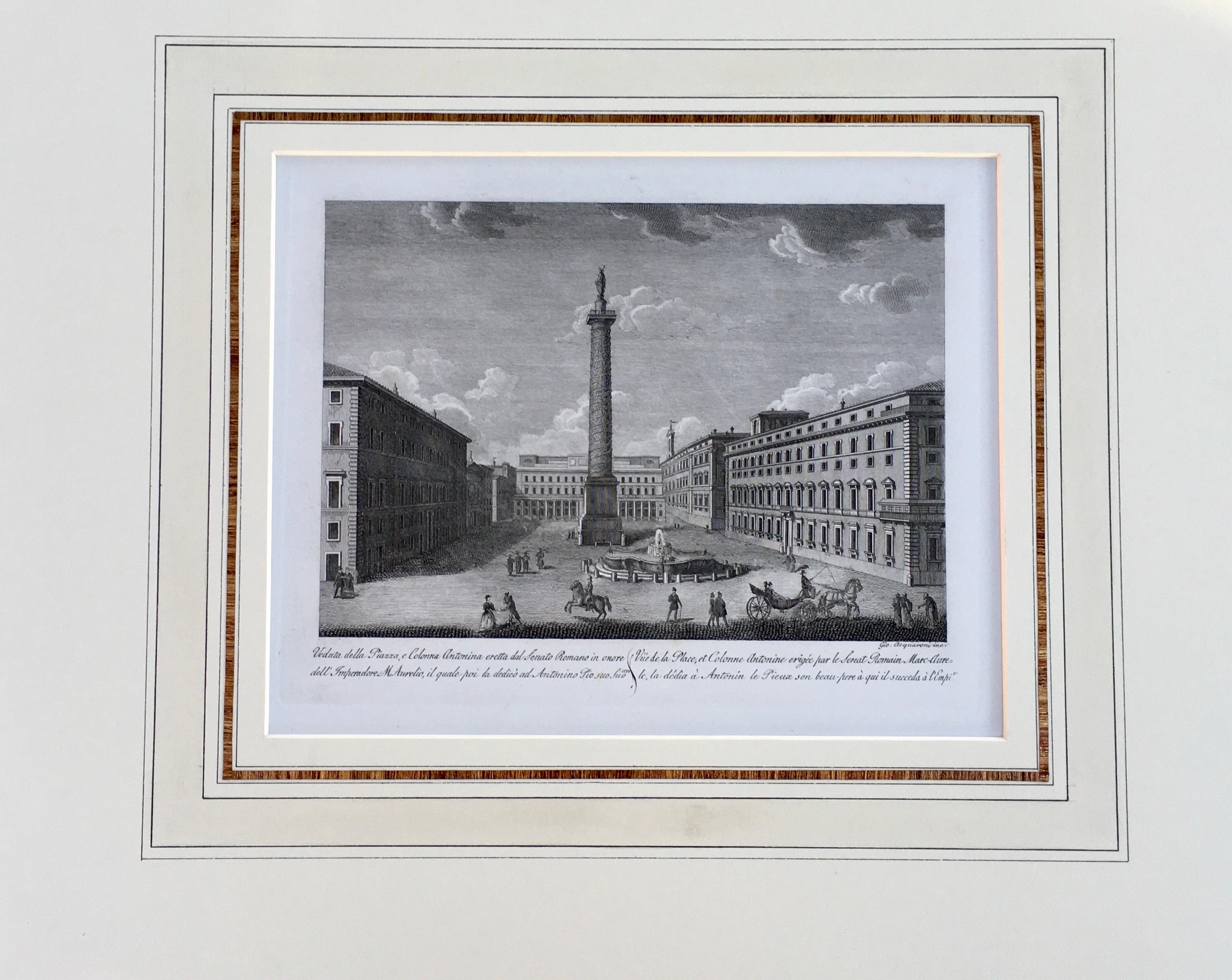 Pair of Fine Engravings of City of Rome, Italy, Matted, Printed in 1816  For Sale 4