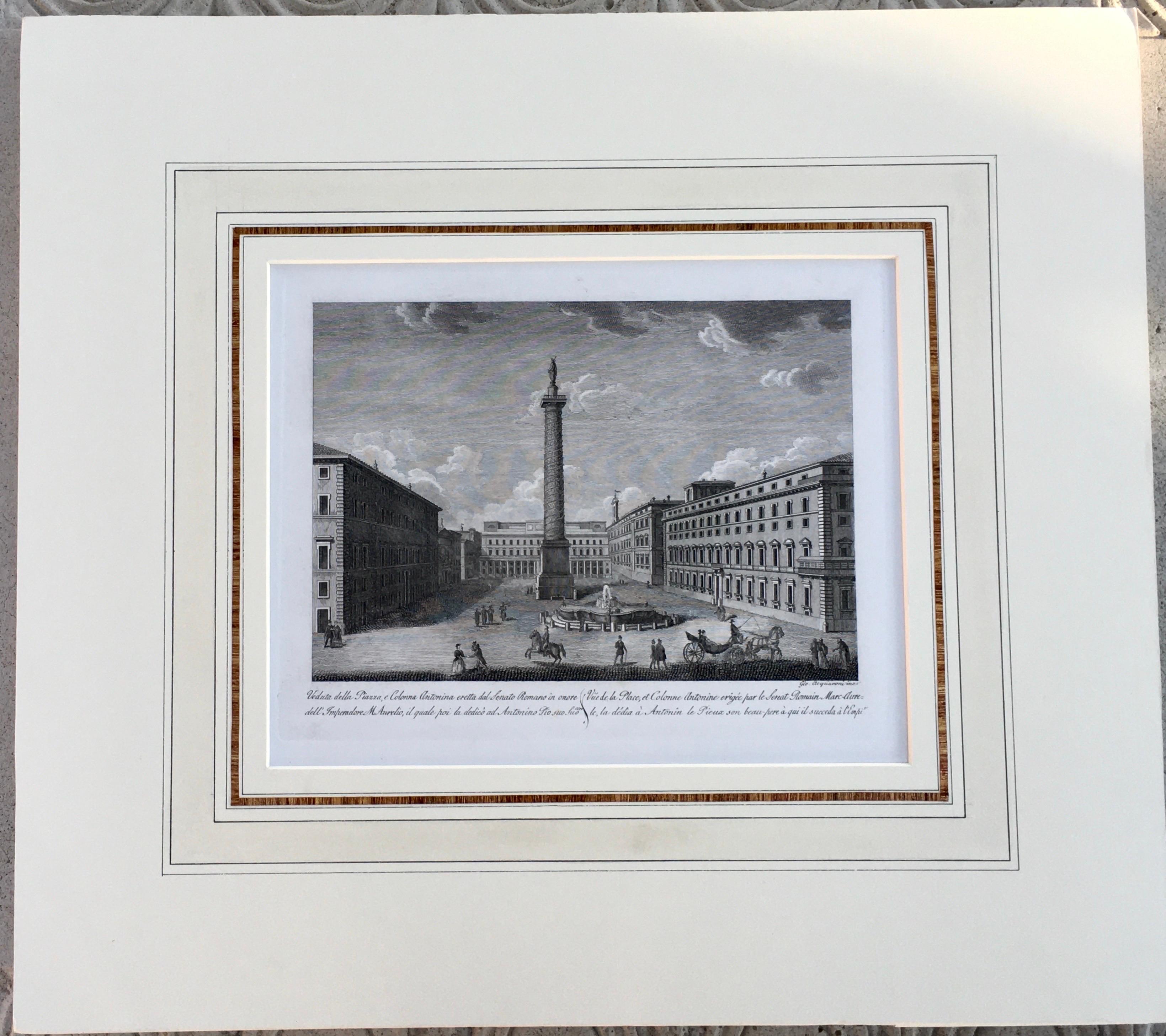 Paire de gravures de la ville de Rome, Italie, mattes, imprimées en 1816  en vente 5