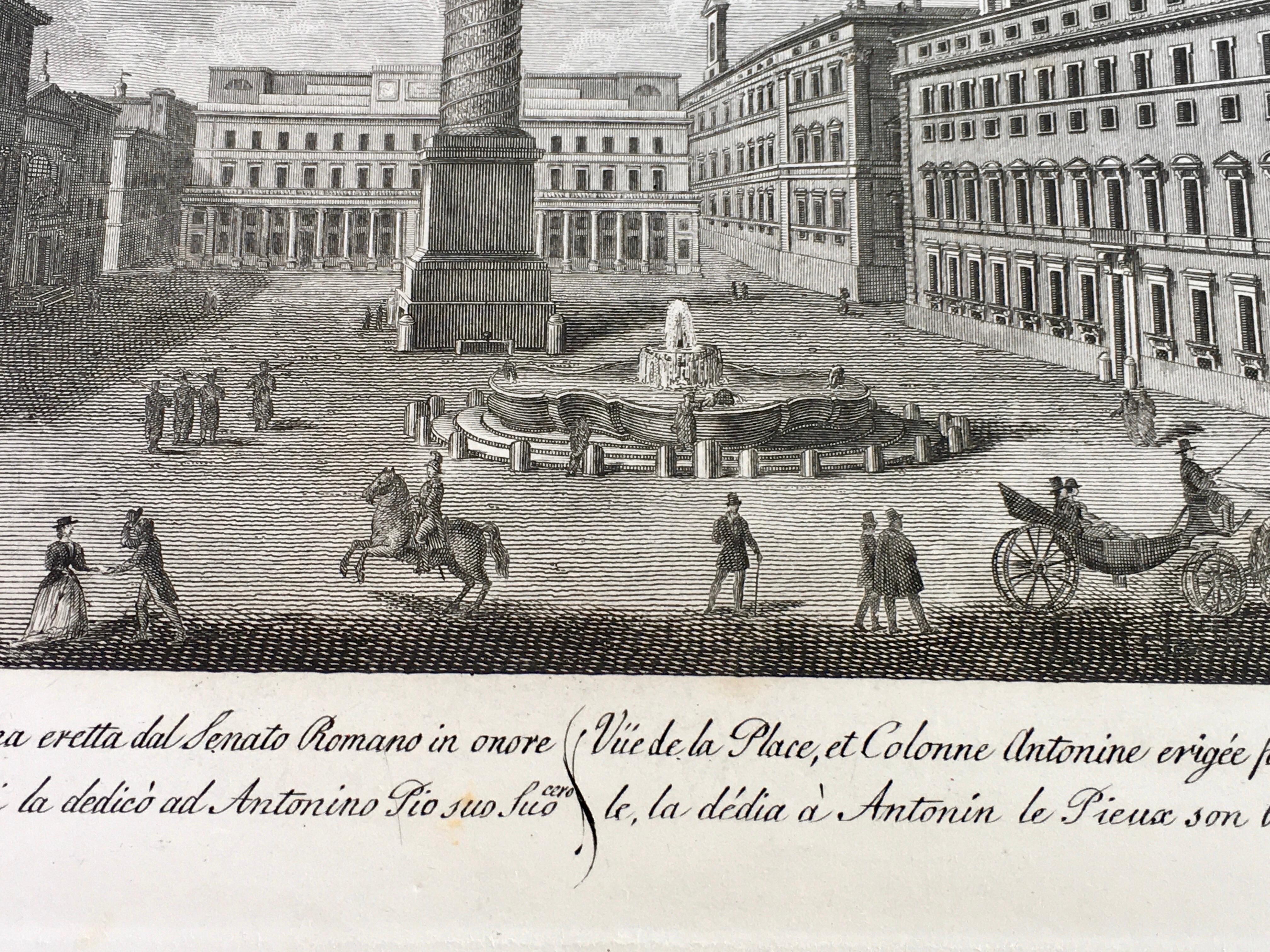 Paire de gravures de la ville de Rome, Italie, mattes, imprimées en 1816  en vente 8