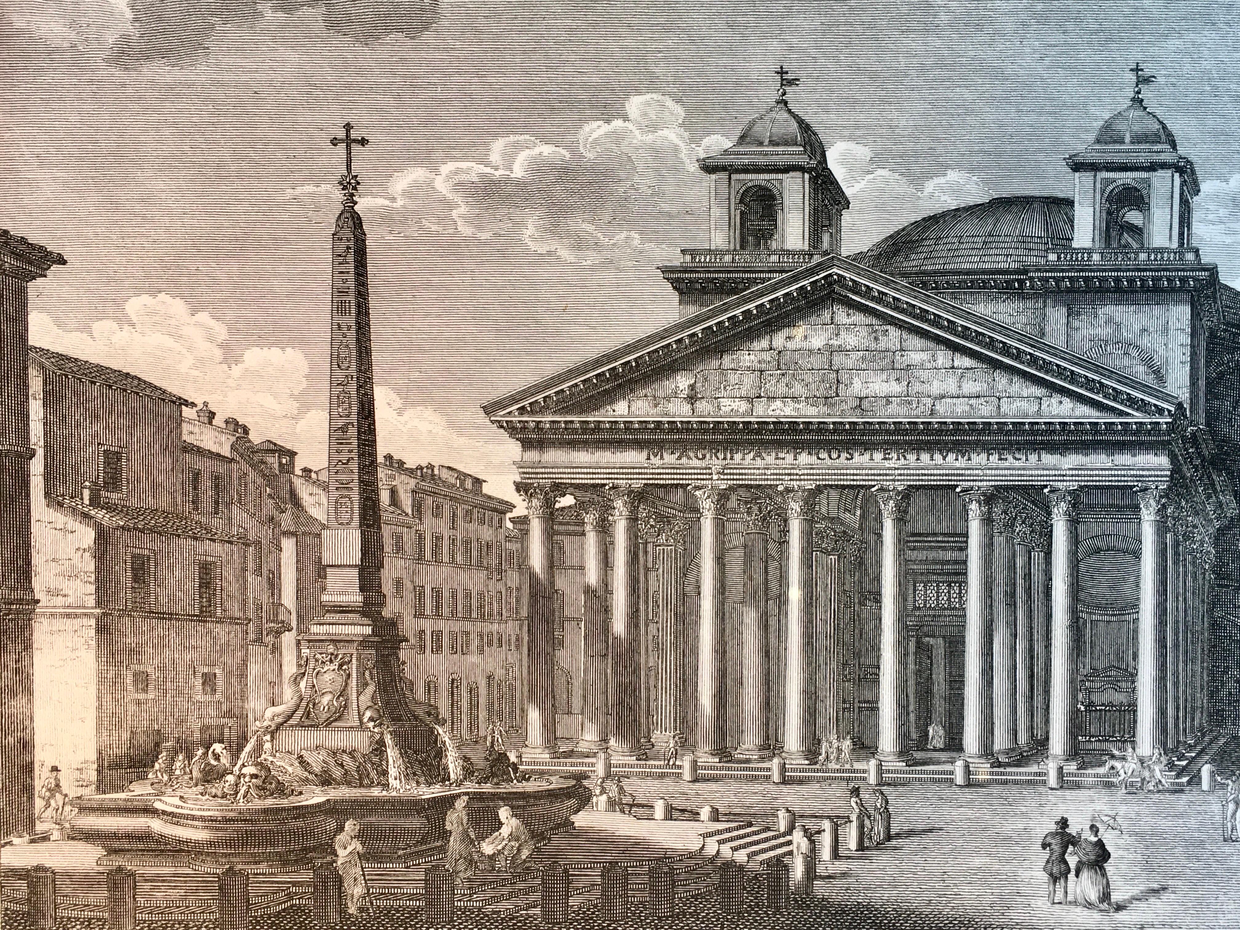 Gravé Paire de gravures de la ville de Rome, Italie, mattes, imprimées en 1816  en vente