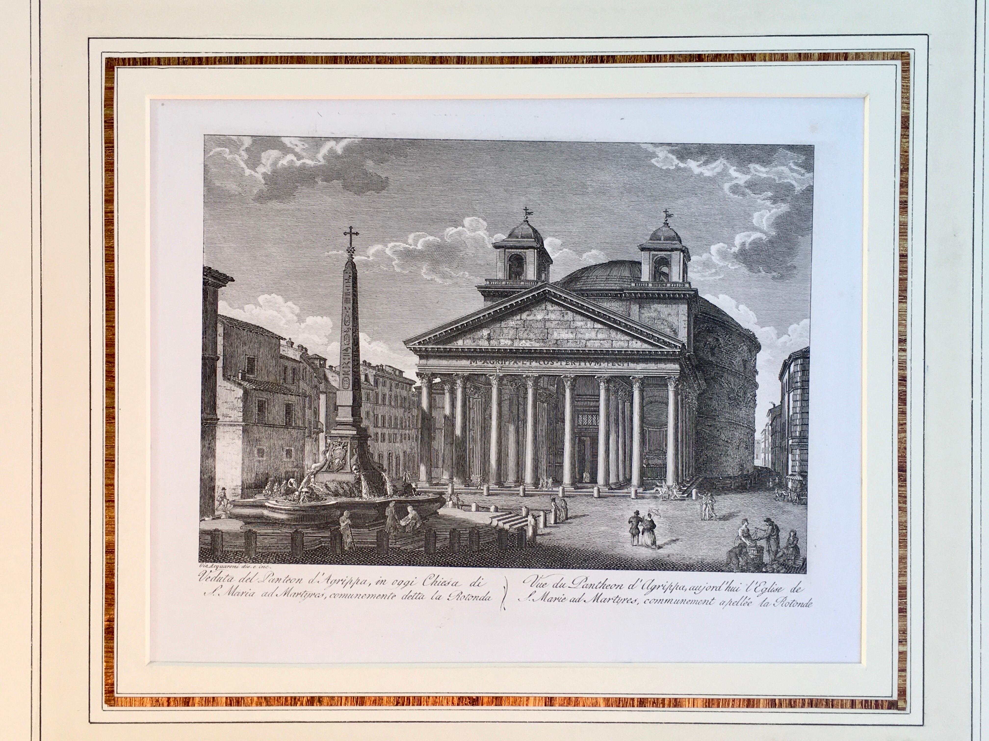 Pair of Fine Engravings of City of Rome, Italy, Matted, Printed in 1816  For Sale 1